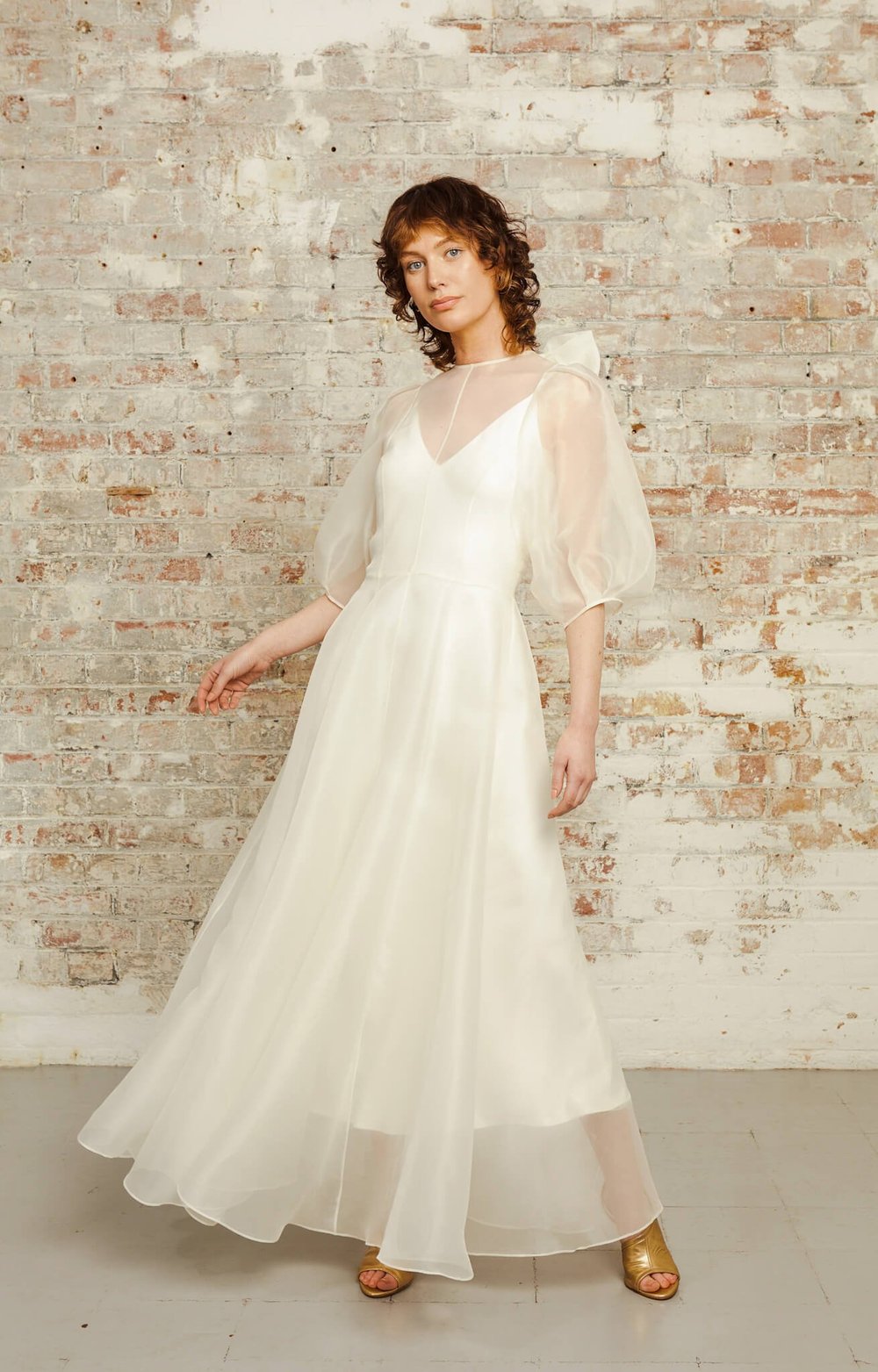 Sophisticated Sheer Organza Wedding Midi Dress BIBILUXE STUDIO Sophisticated Sheer Organza Wedding Midi Dress BIBILUXE STUDIO