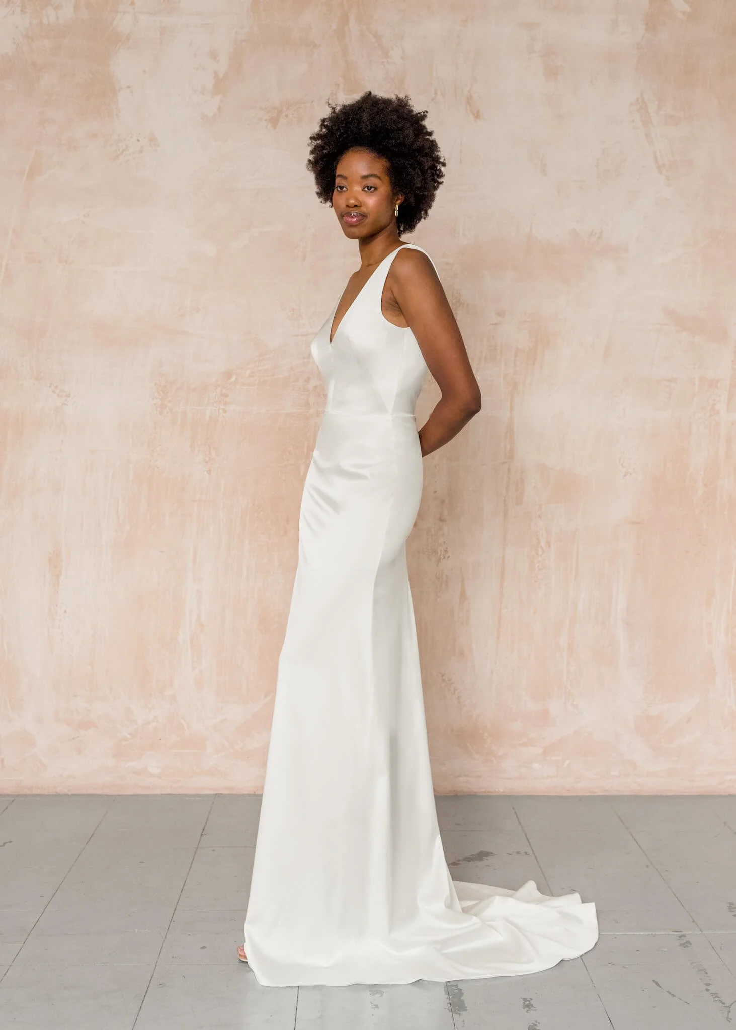 Silk Sophistication: Elevate Your Wedding Day with a Simple V-Neck