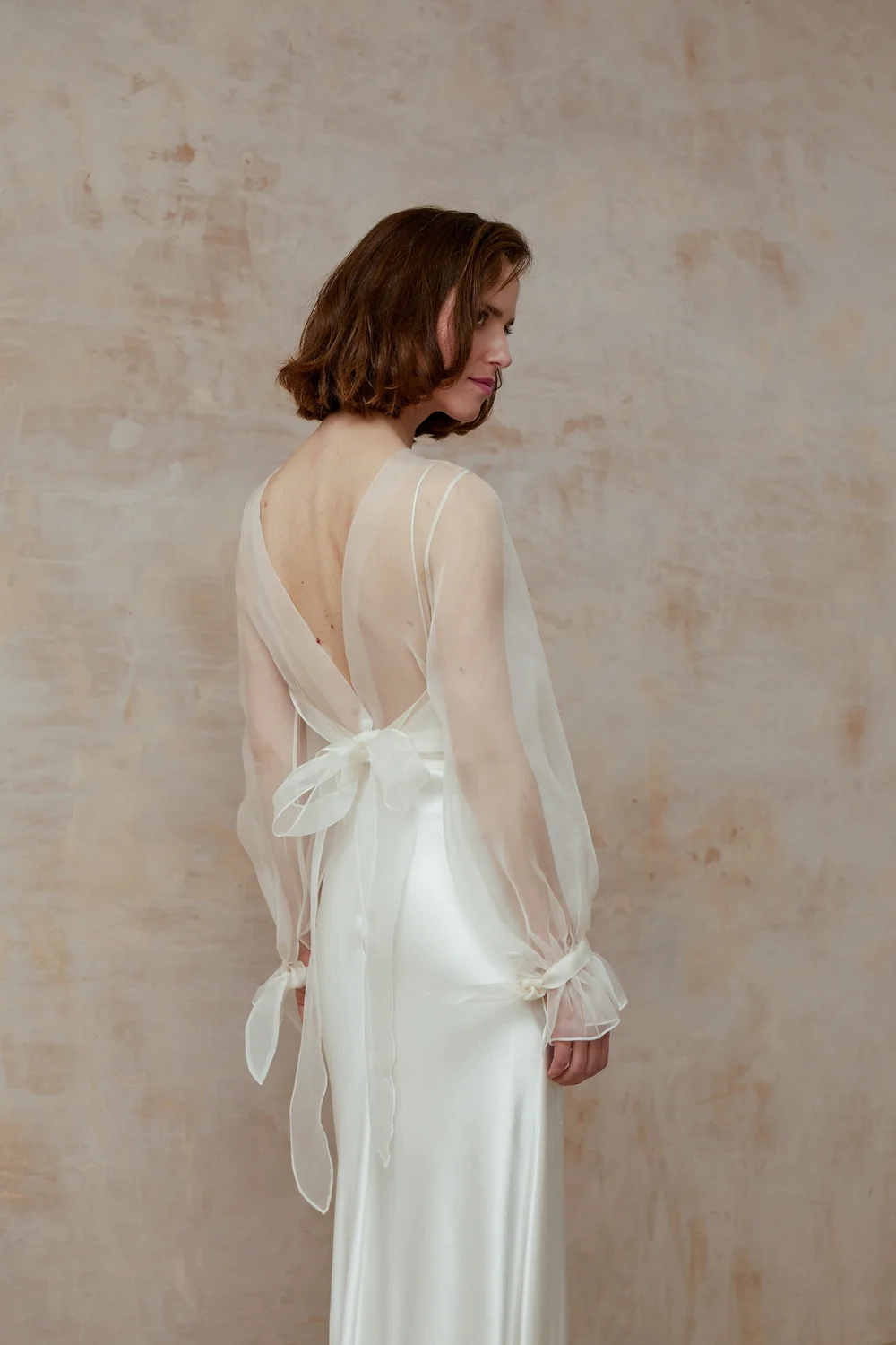 open lace back dress BLOSSOM Lace Wedding Dress Overlay – Catherine Langlois main image 1