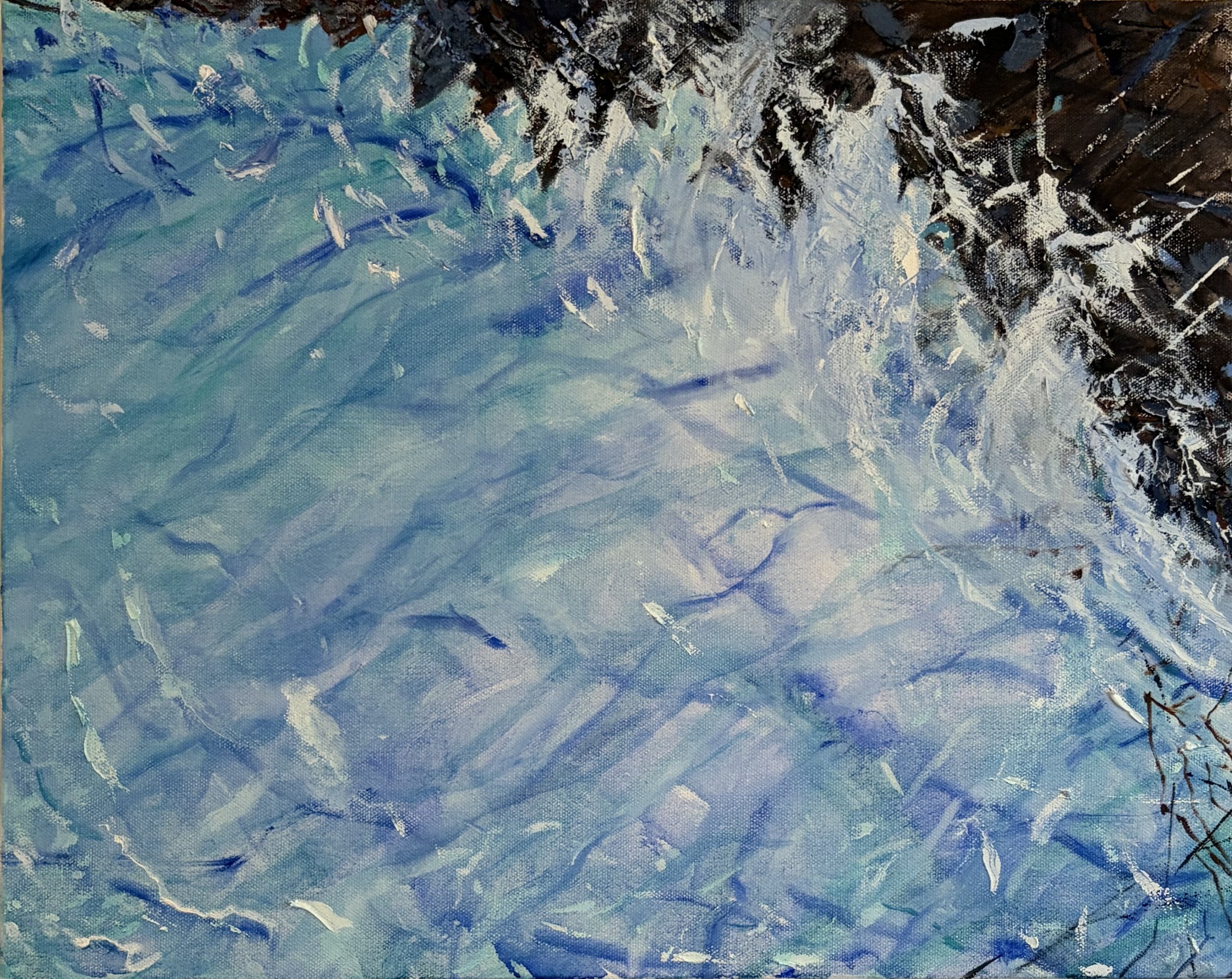 "Flows and Crashes" 20x16" oil on canvas 2025-2026
