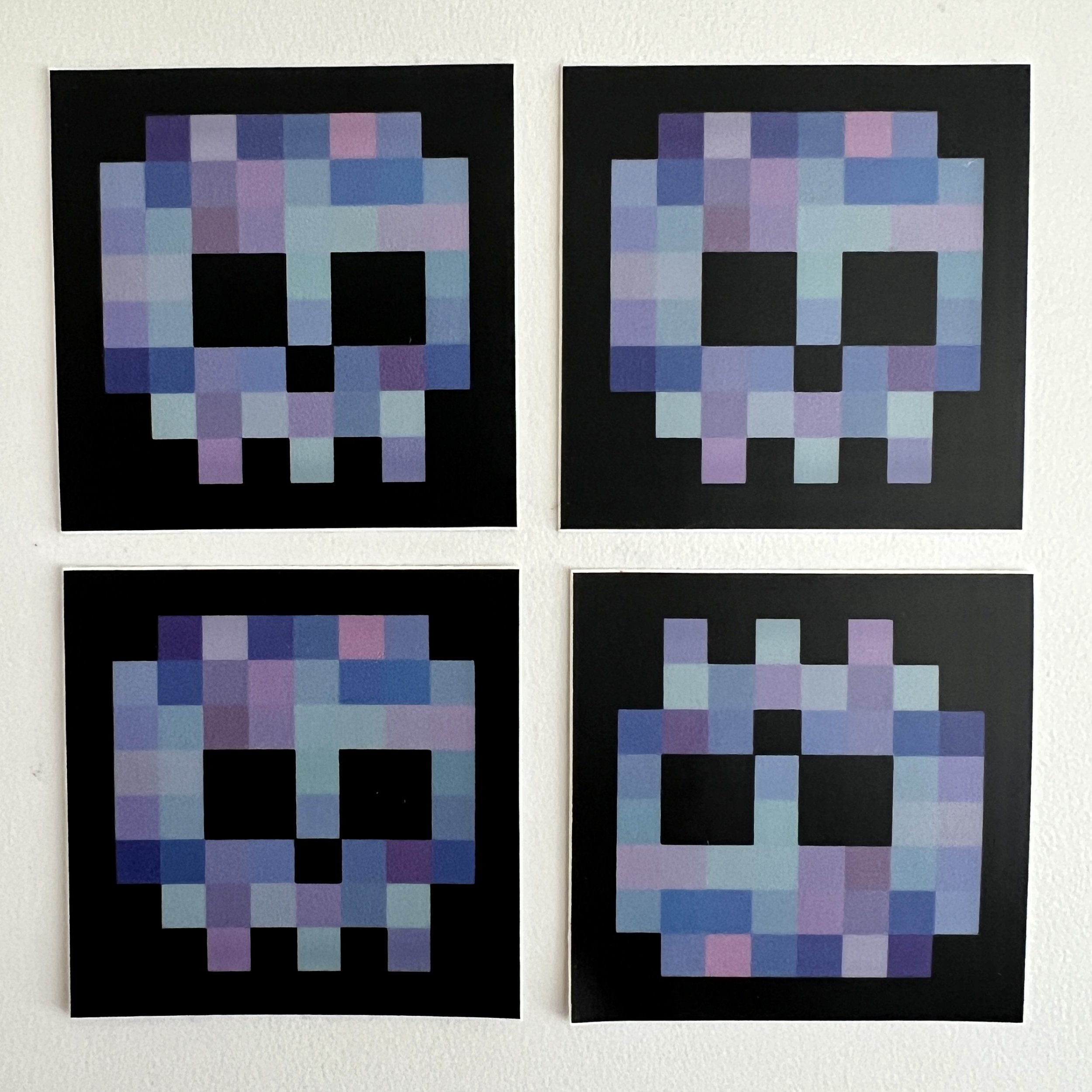 Vinyl watercolor skull sticker 4-pack