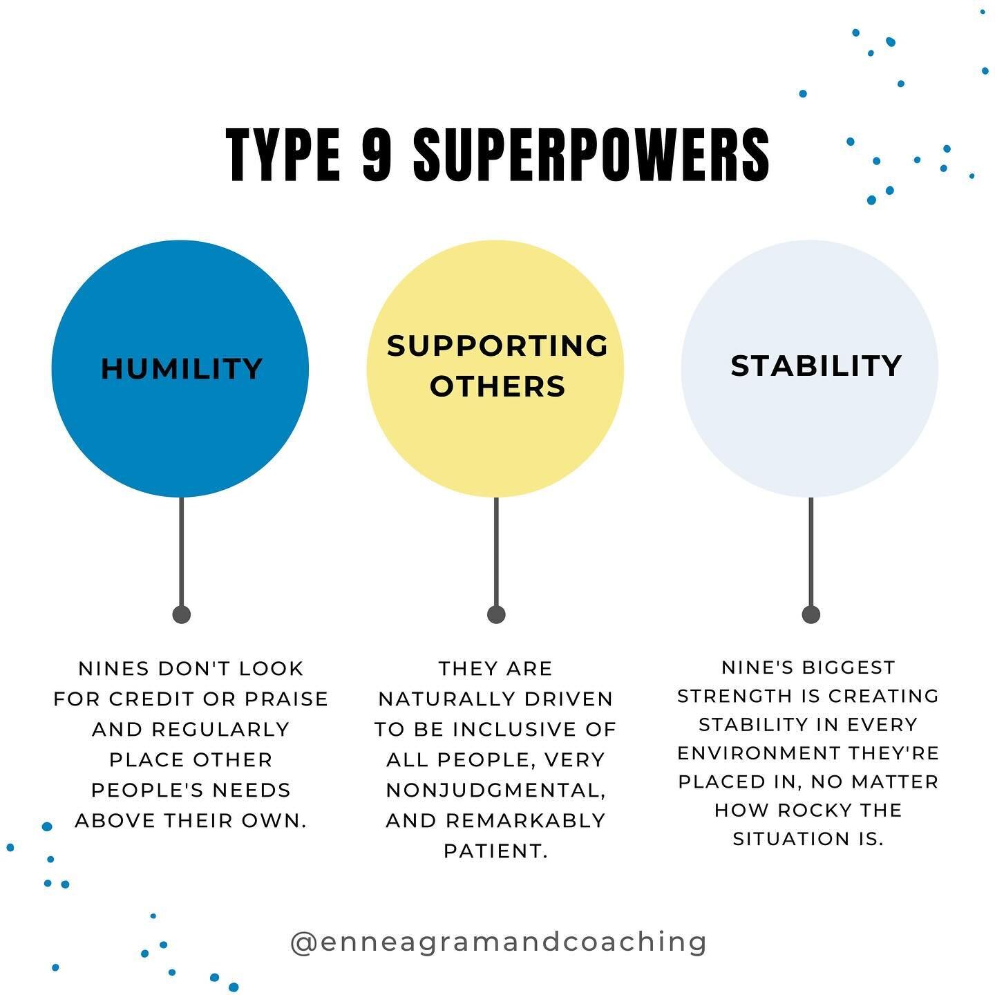 ✨Enneagram Superpowers✨

&ldquo;All 9 Enneagram Types&rdquo; Top 3 Superpowers. While they might not possess literal superpowers, all 9 Types do have inherent strengths and qualities that can be likened to superpowers in certain contexts. 

What is y