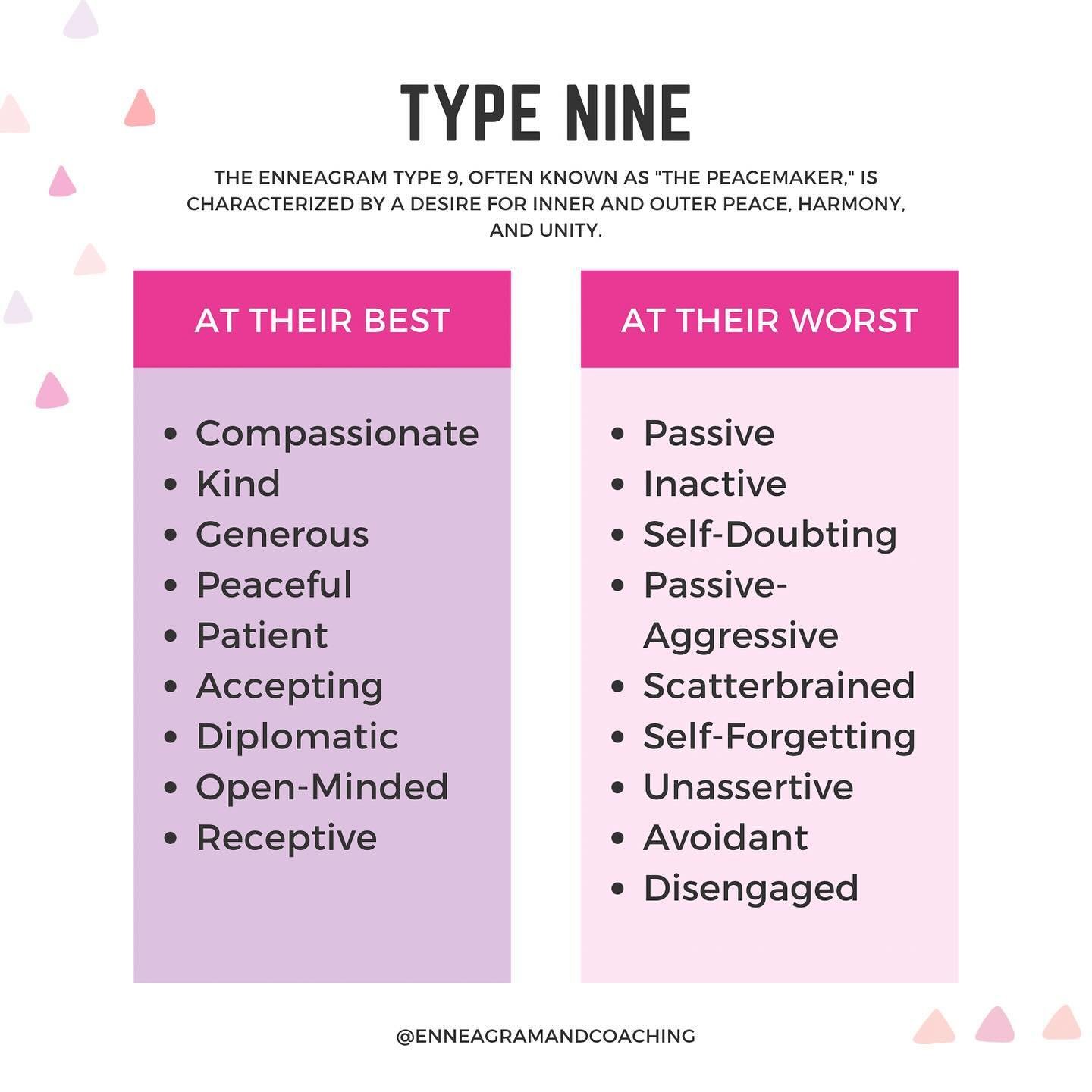 ✨Each Enneagram Type at their absolute BEST and absolute WORST. You probably won&rsquo;t identify with all of the words in each category. But this can be a good reference to knowing how your type shows up depending on the situation. Happy Monday! Hop