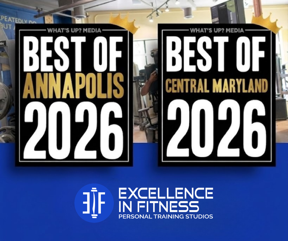 Excellence In Fitness, voted Best Personal Trainer and Best Gym in Annapolis and Central Maryland, offering private one-on-one strength training, bone density training, and healthy aging programs for adults over 40.