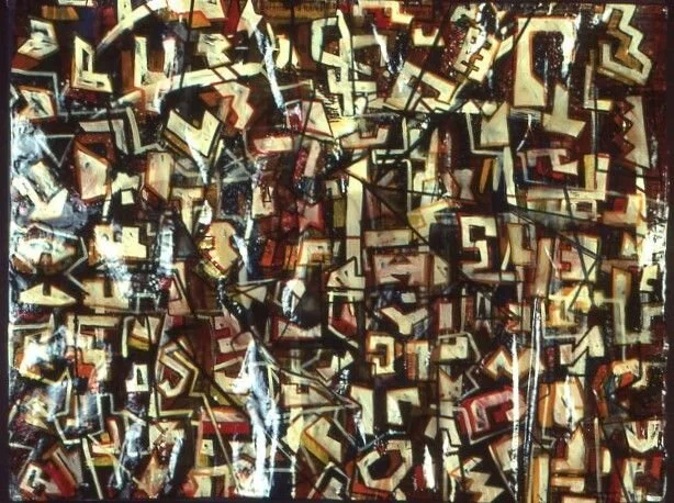 Untitled
Resin on buckled newspaper and matting
Artist's collection
Size approx 1.3x1m