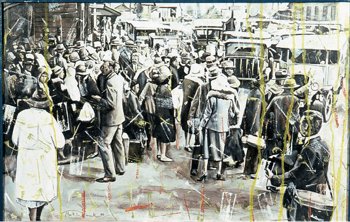 Outside The Station
Oil on paper 730x480mm
1984
Private Collection
Featured in 'The New Zealand Collection' by Kevin Ireland