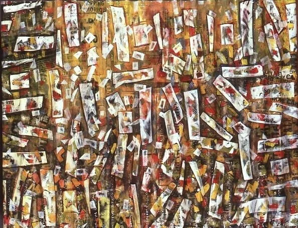 Ticker Tape
1.5x1.2m
Resin on newspaper and corrugated plastic