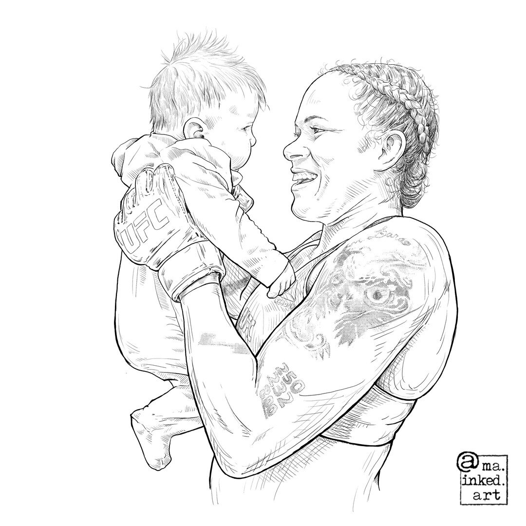 The lioness and her cub 🥺🥰 Congratulations @amanda_leoa! 
Reference photo 📸: @ufc 
.
.
.
#ufc259 #ufcfightnight #amandanunes #ufcfanart #amandanunesfans #portrait #familyportrait #babyhairs #andstill #ufcwomen #fitness #ufcfightpass #fightnight #c