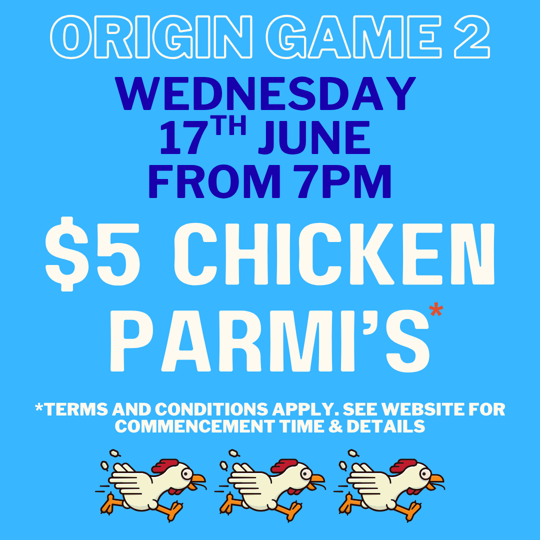 $20,000 Members Badge Draw I ORIGIN 2 &amp; $5 Parmi’s |meat raffle i Free Trivia