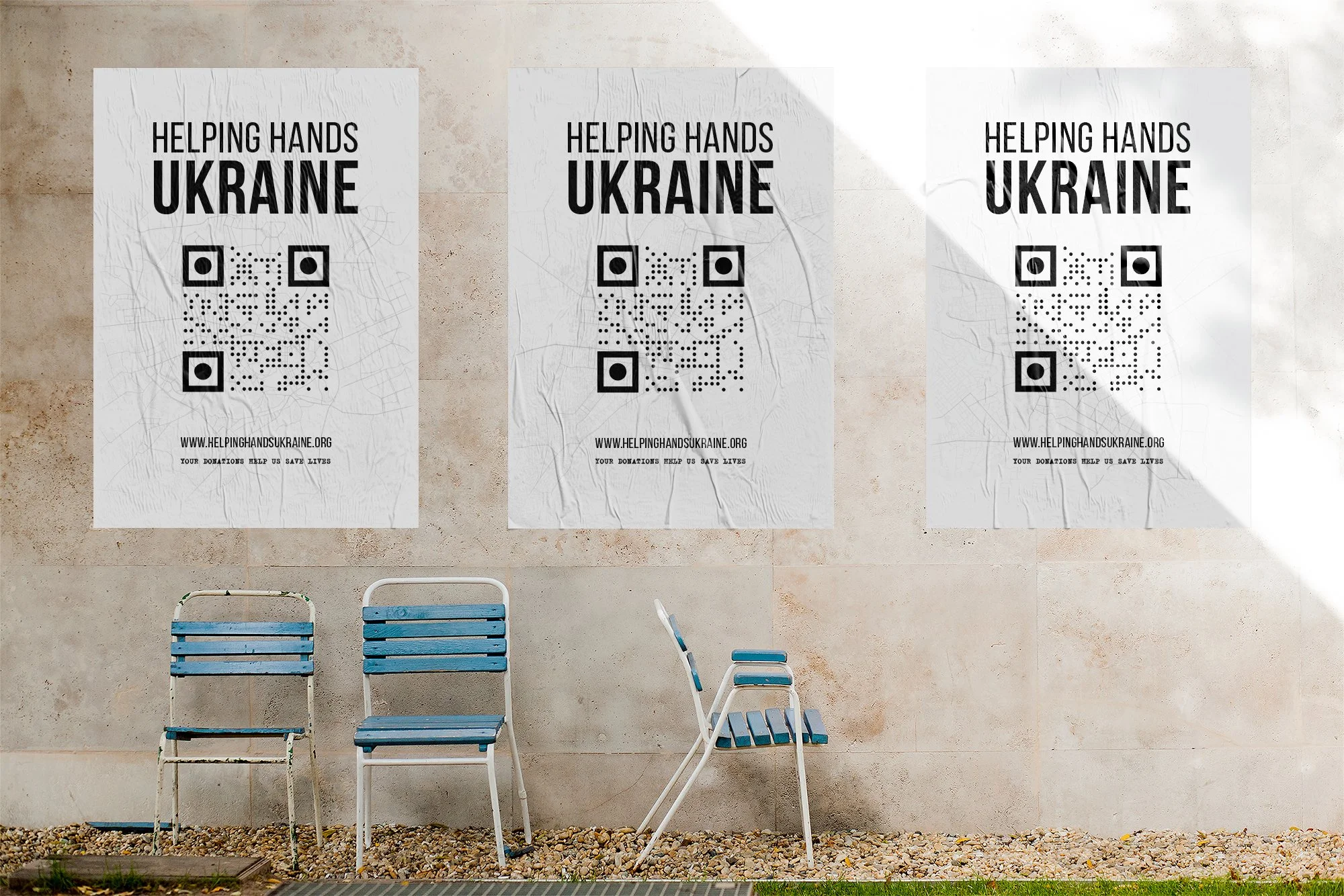 Helping Hands Ukraine BW Posters