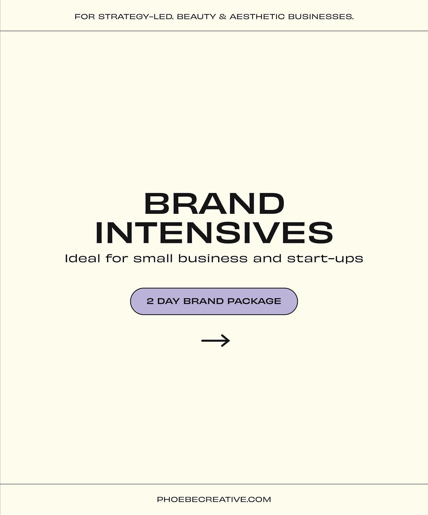 ⚡️ Let&rsquo;s talk BRAND INTENSIVES ⚡️
 
The perfect package for small business and start-ups! It encapsulates all the tools you need to have your branding looking cohesive and on point. 
 
It&rsquo;s a 2-day branding package that packs a punch. Inc
