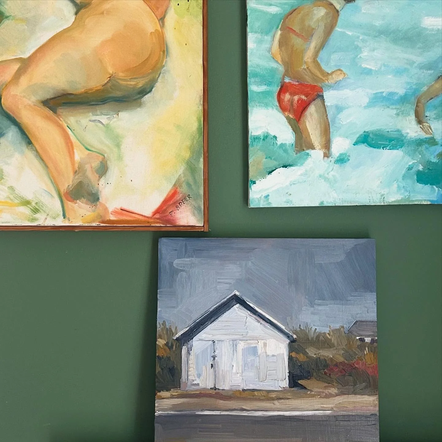 grandma&rsquo;s paintings above + my painting below😋