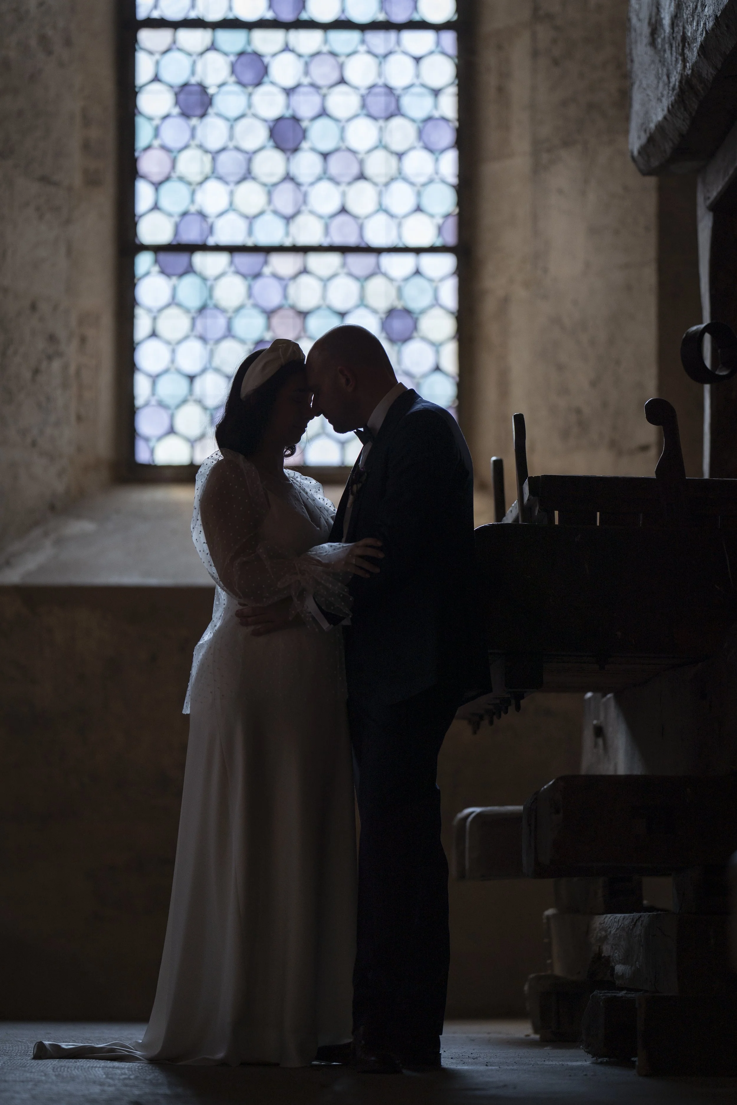 Brautpaar  Silhouette im Kloster Eberbach im Rheingau