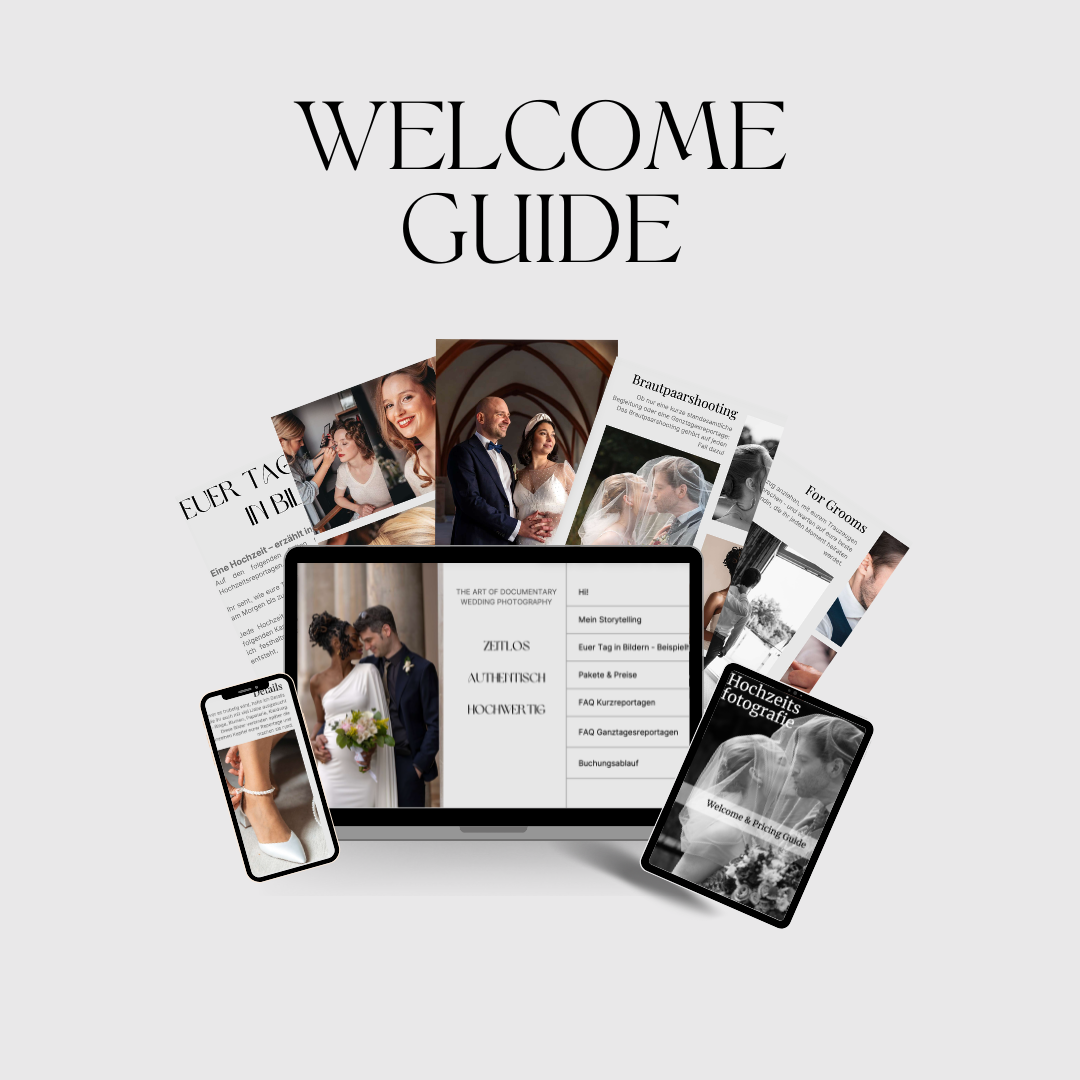 Welcome Guide Hochzeitsfotograf Frankfurt mit Preisen und Buchungspaketen