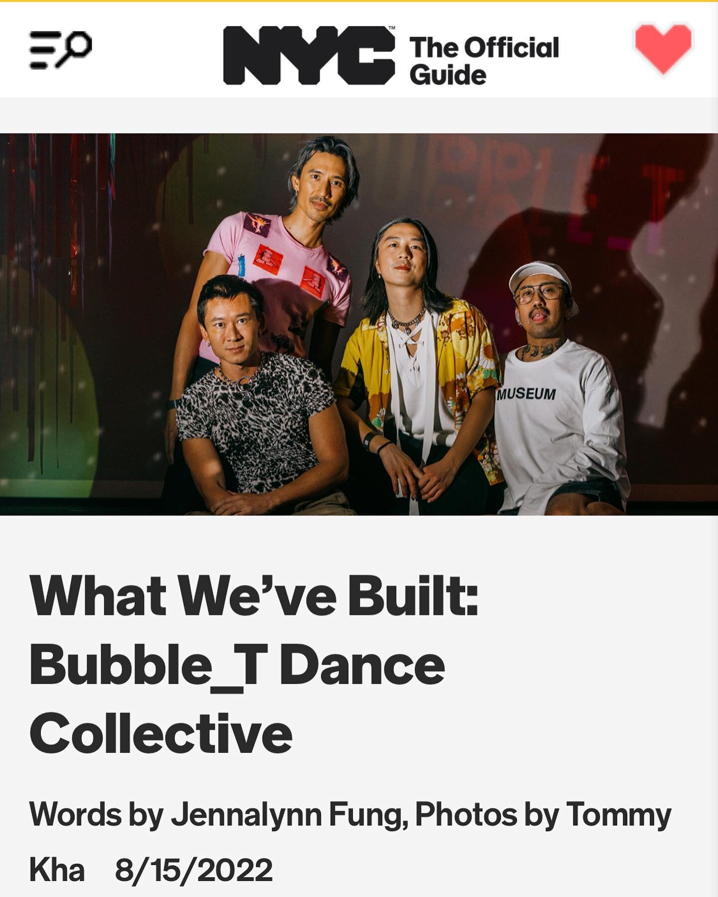 Interviewed @bubble____t for @nycgo about their motivations and experiences creating a dance collective and community for queer, Asians! The impact that they have left on the scene will be felt for years to come and isn&rsquo;t going away any time so