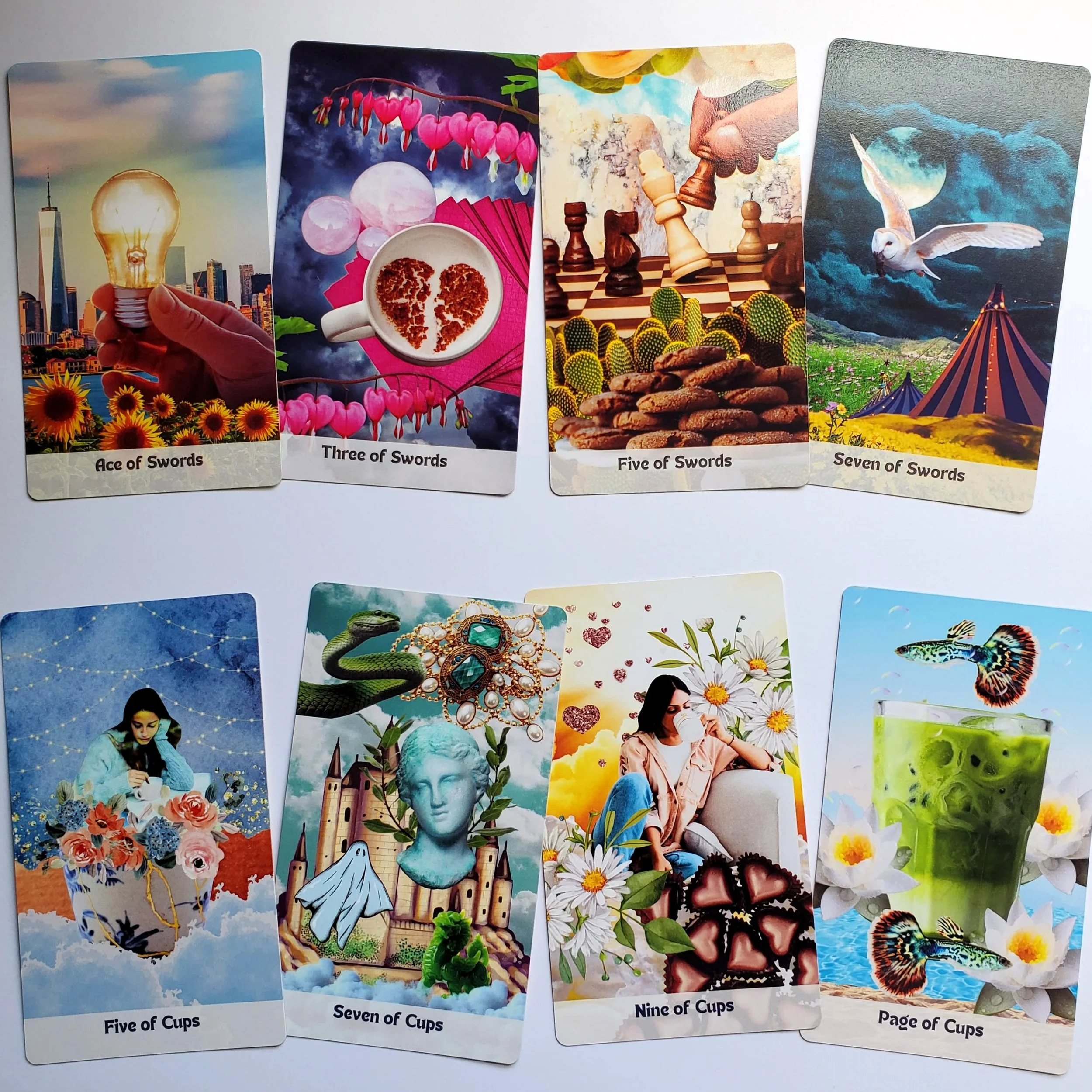 How Did I Get Here Tarot sample minor cards — pop art collage indie tarot deck by S.G. Stasi Designs