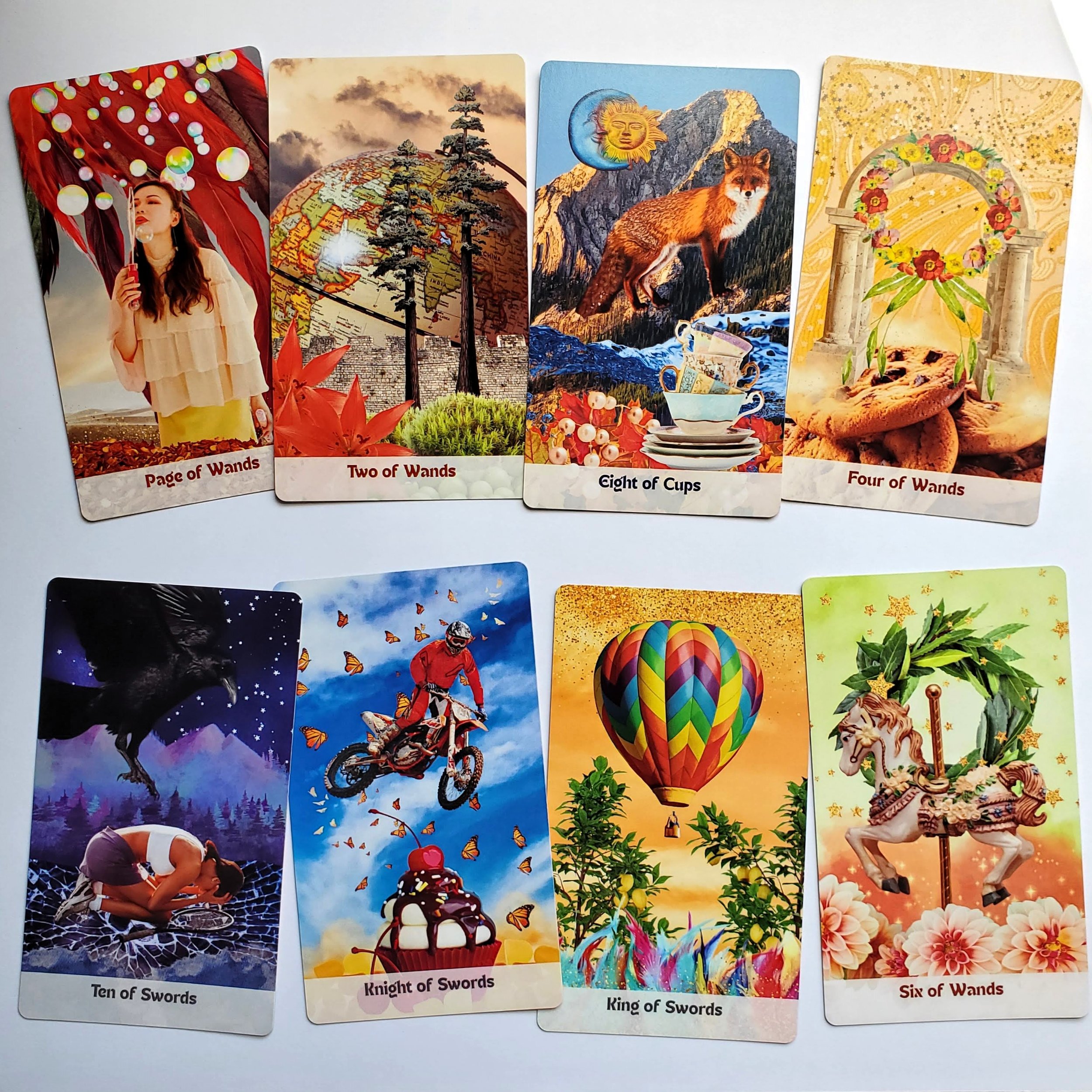 How Did I Get Here Tarot sample minor cards — pop art collage indie tarot deck by S.G. Stasi Designs
