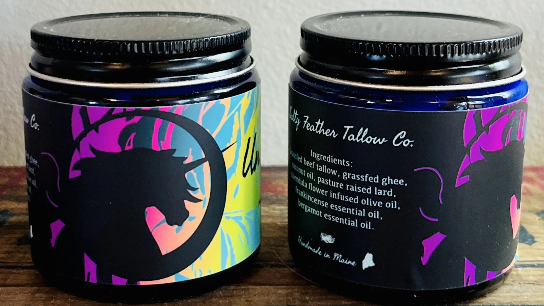 Body butter brand development and label design for the Salty Feather Tallow Co.