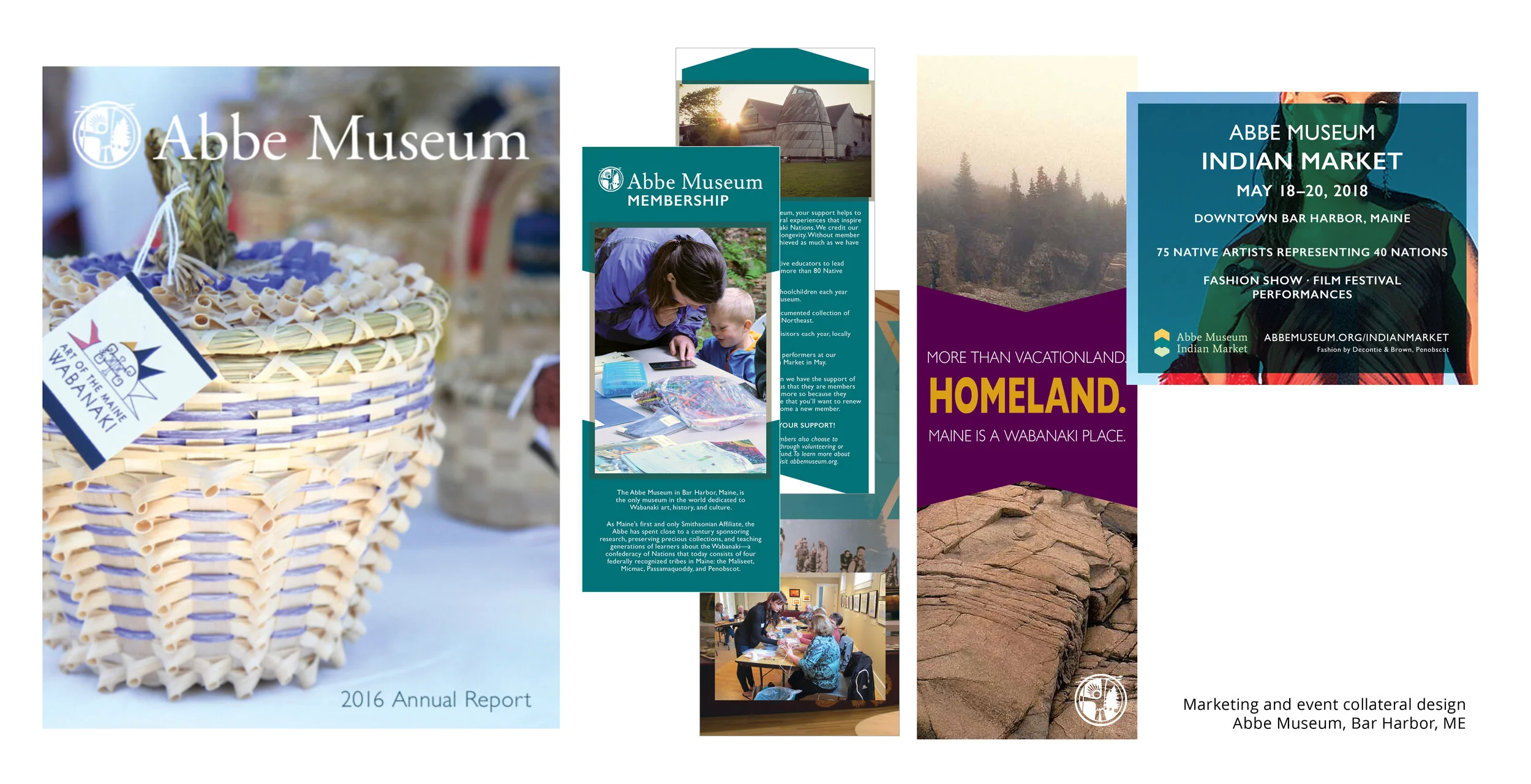 Abbe Museum collateral: brochures, ads, social assets