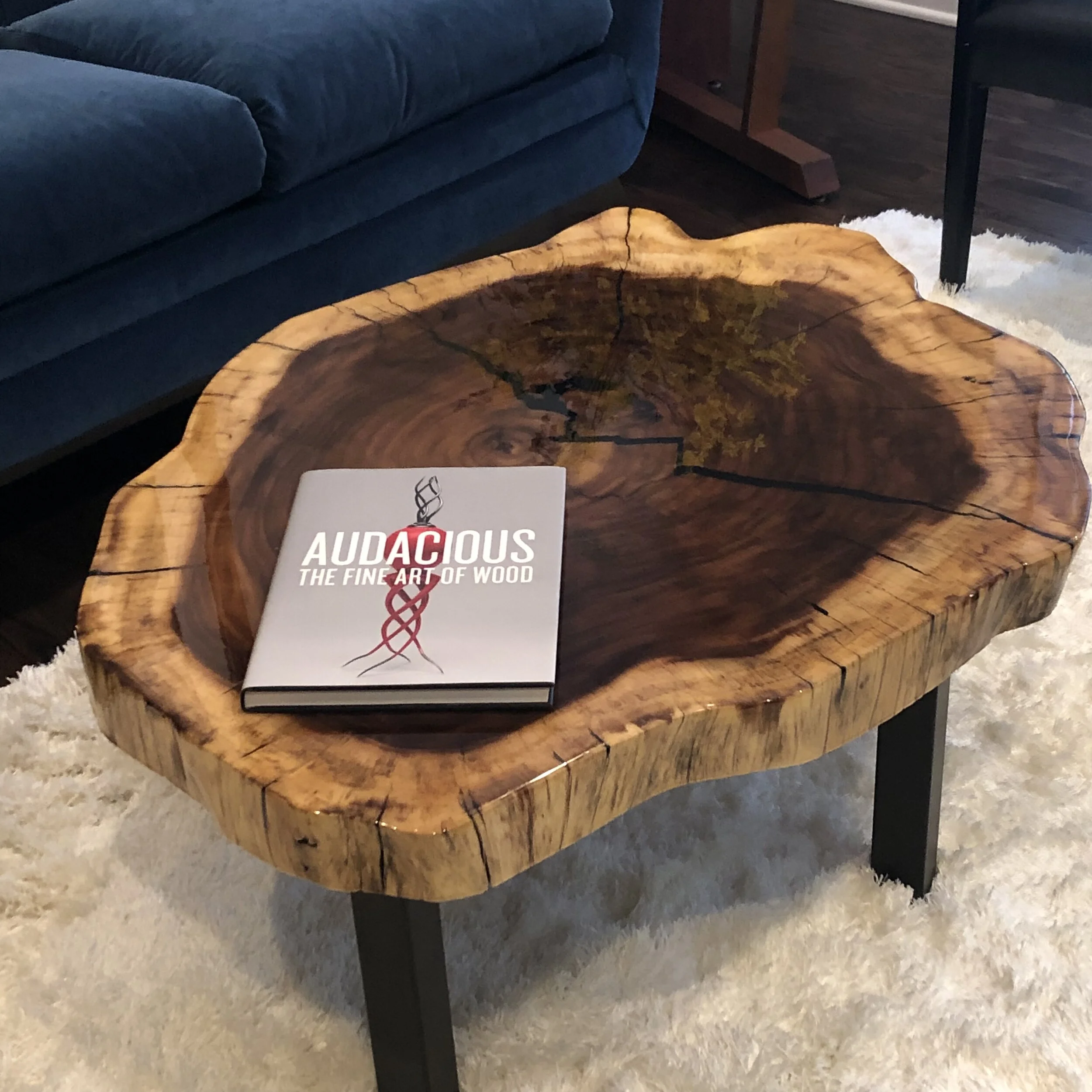 Live Edge coffee table from a pacific koa slab.