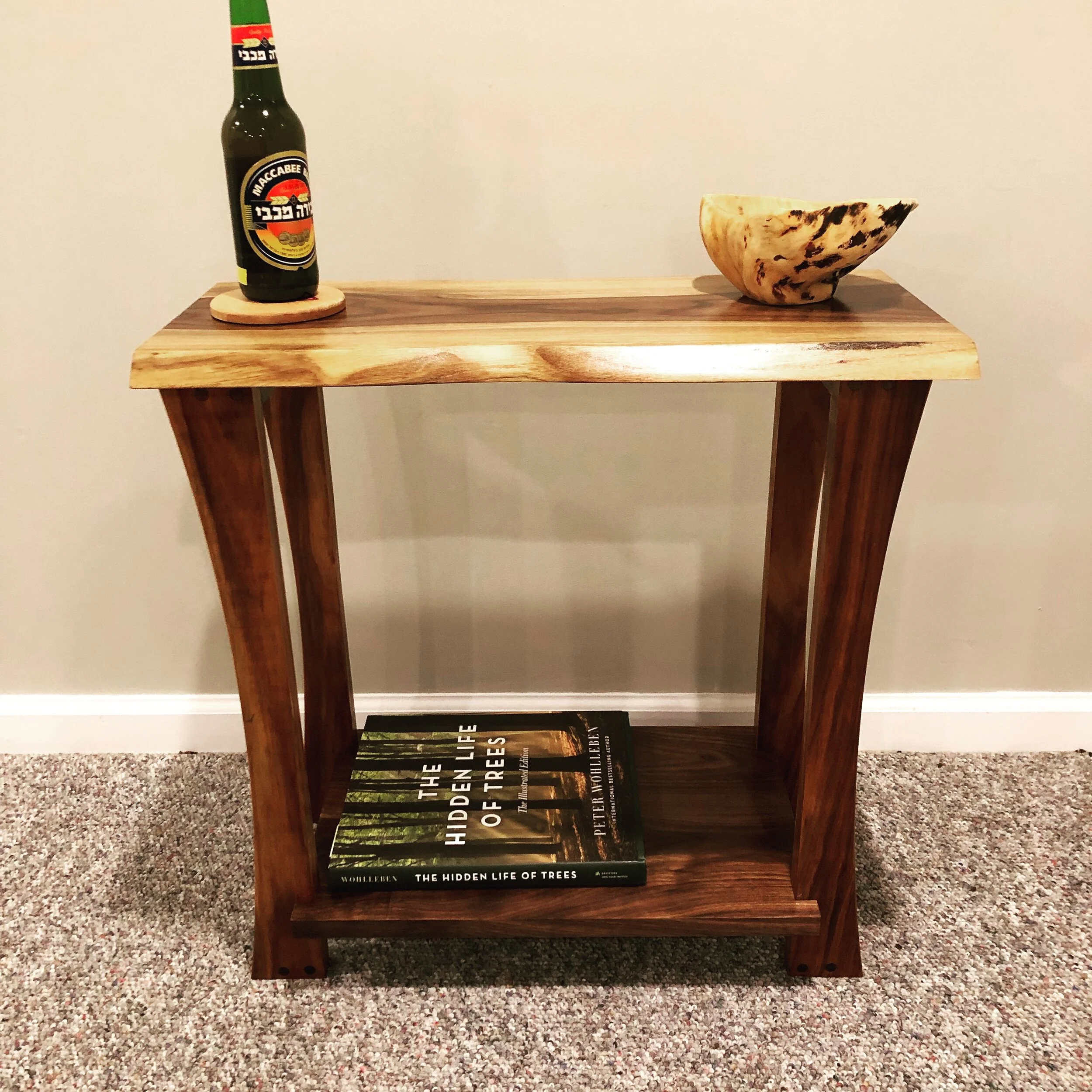 Live edge walnut end table
