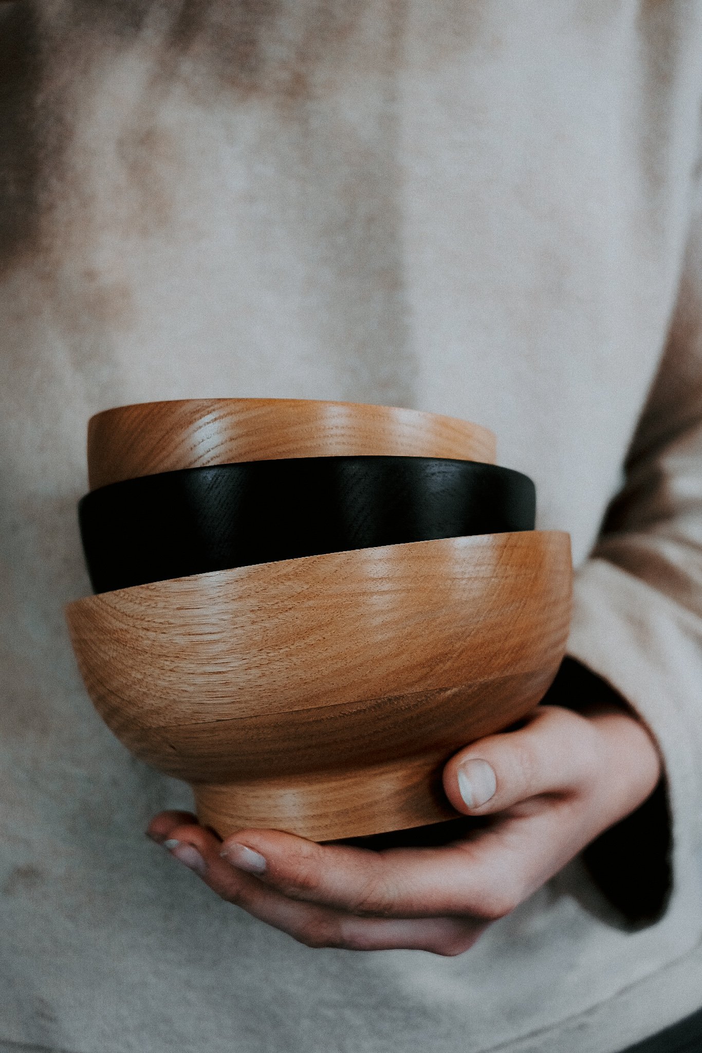 Chestnut, oak + ebonised oak bowls.jpg