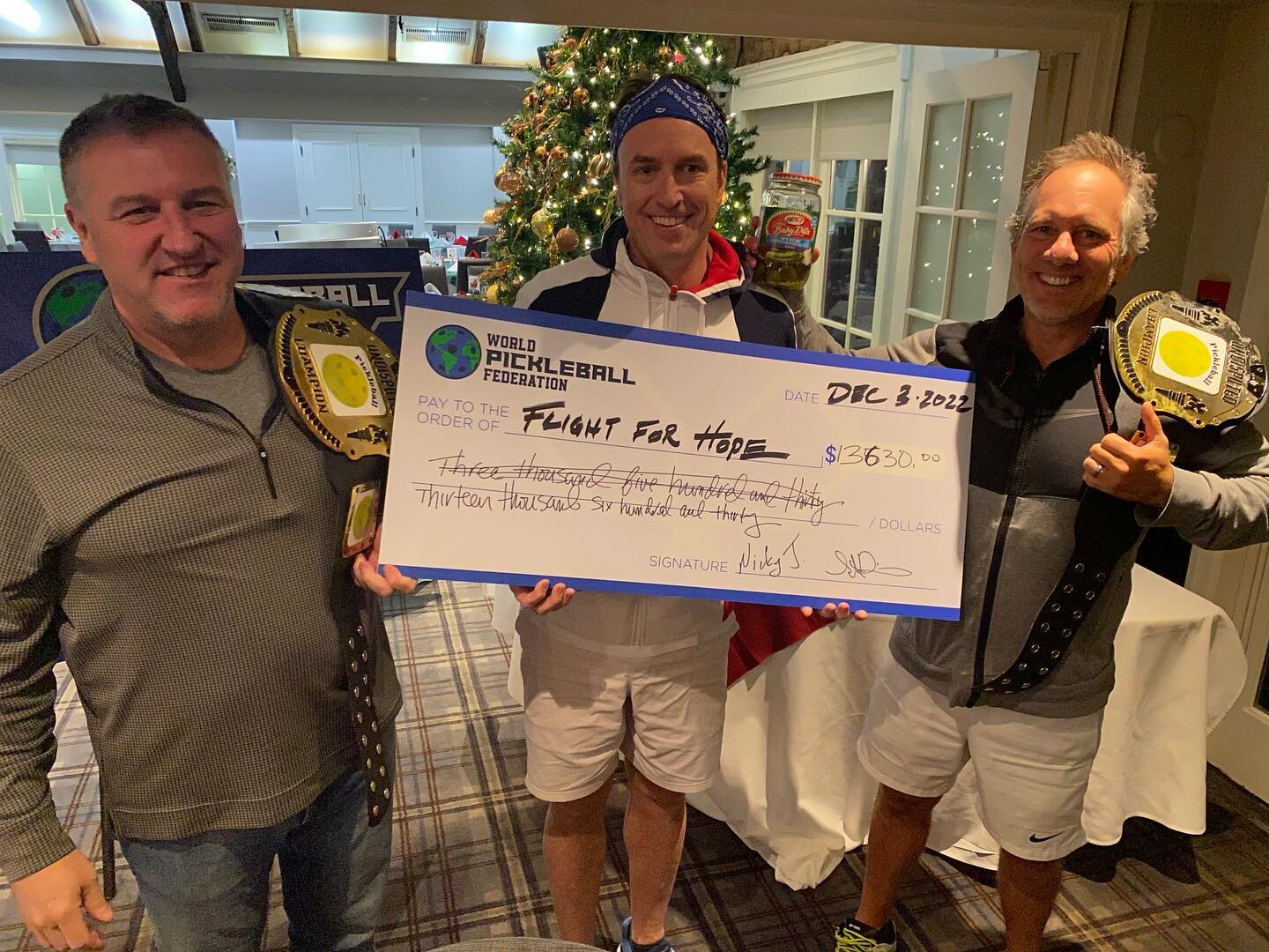 On behalf of the entire @flightforhope and @homesuitehope team, I would like to thank Sean Buckley and everyone who participated in the annual World Pickle Ball Tournament, for their donation of $13,630.00
 
Congrats to @sdiamond67 and Nick Jelinik f