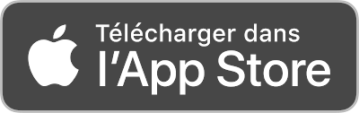 Bouton de téléchargement "Télécharger dans l'App Store" avec logo Apple.