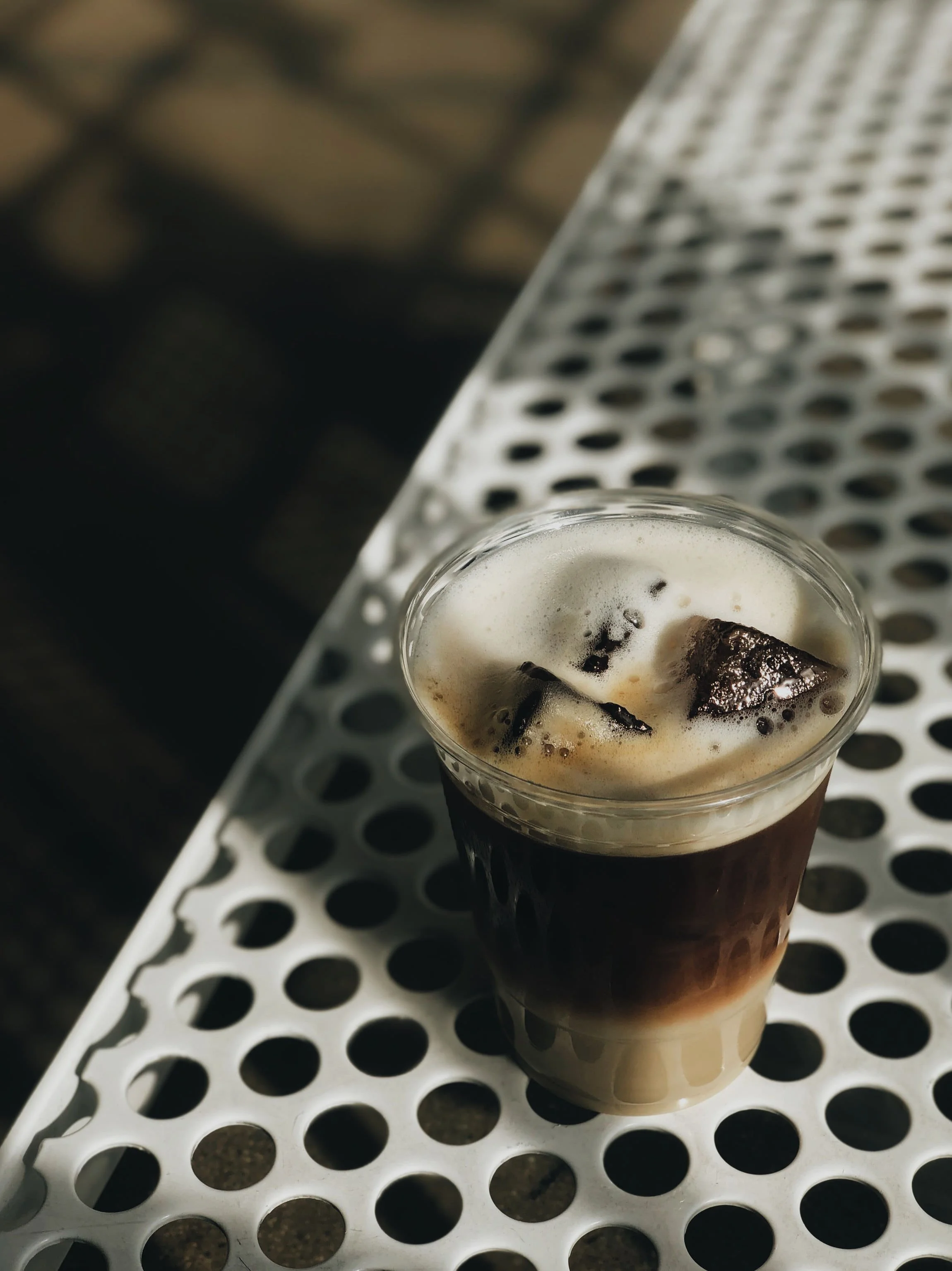 having a cup of ice coffee