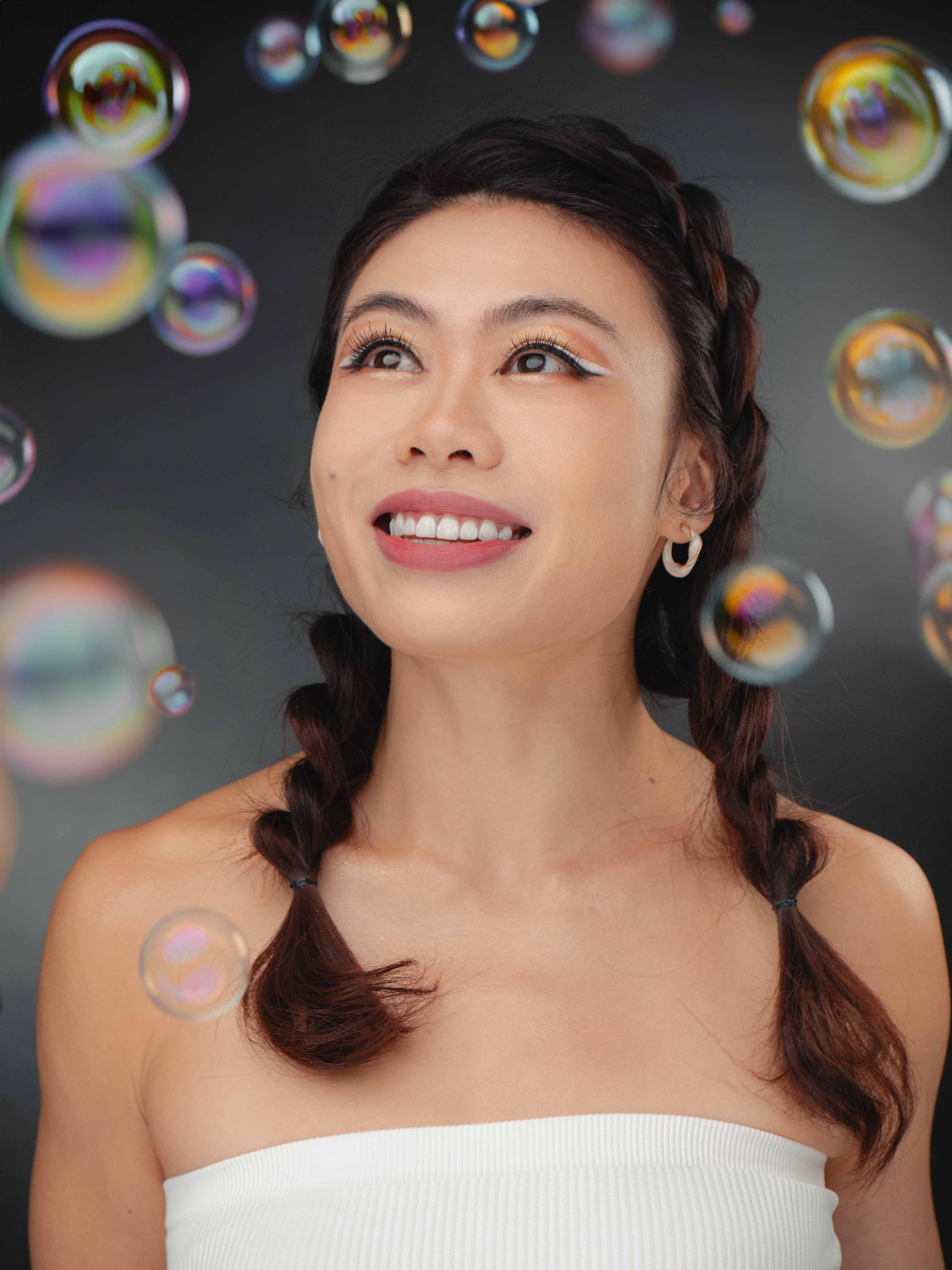 editorial magazine beauty photo shoot with Jingwen in Singapore, during a professional photo shoot at a photo studio near you