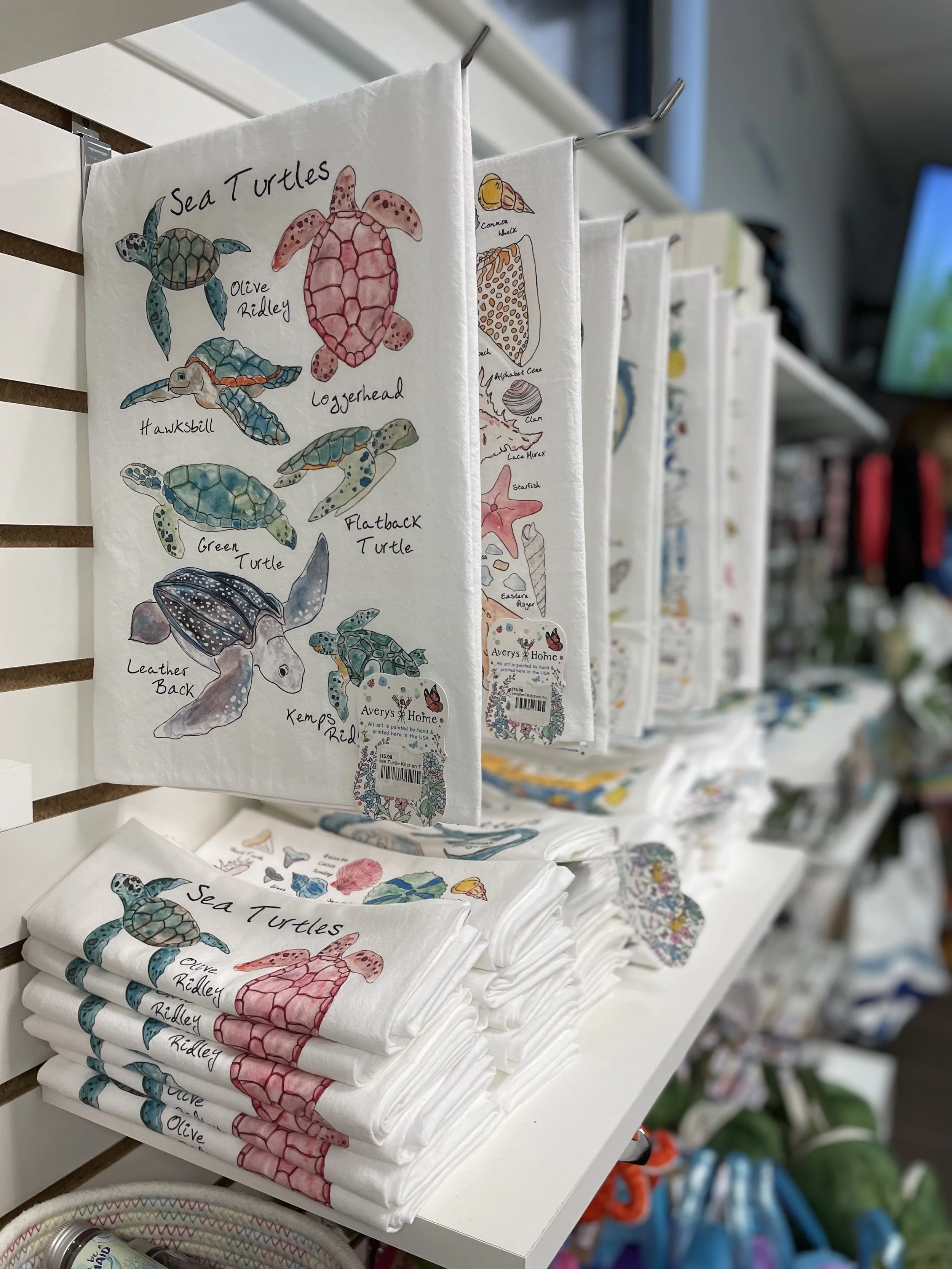 Florida themed dish towels at the owls roost gift shop