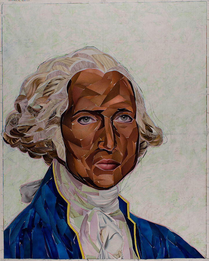 Washington (Cash Only), mixed media collage, 18 x 24 in