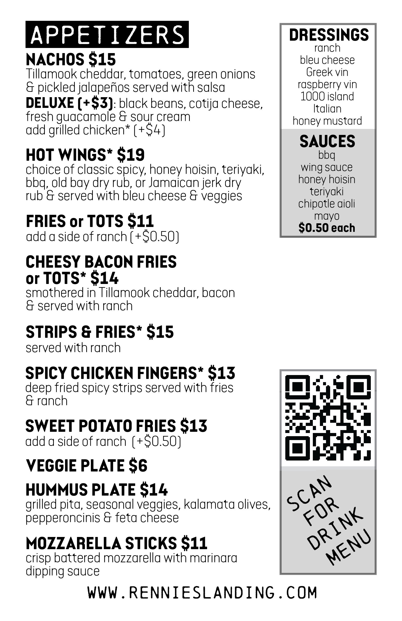 rennie's landing late night menu back