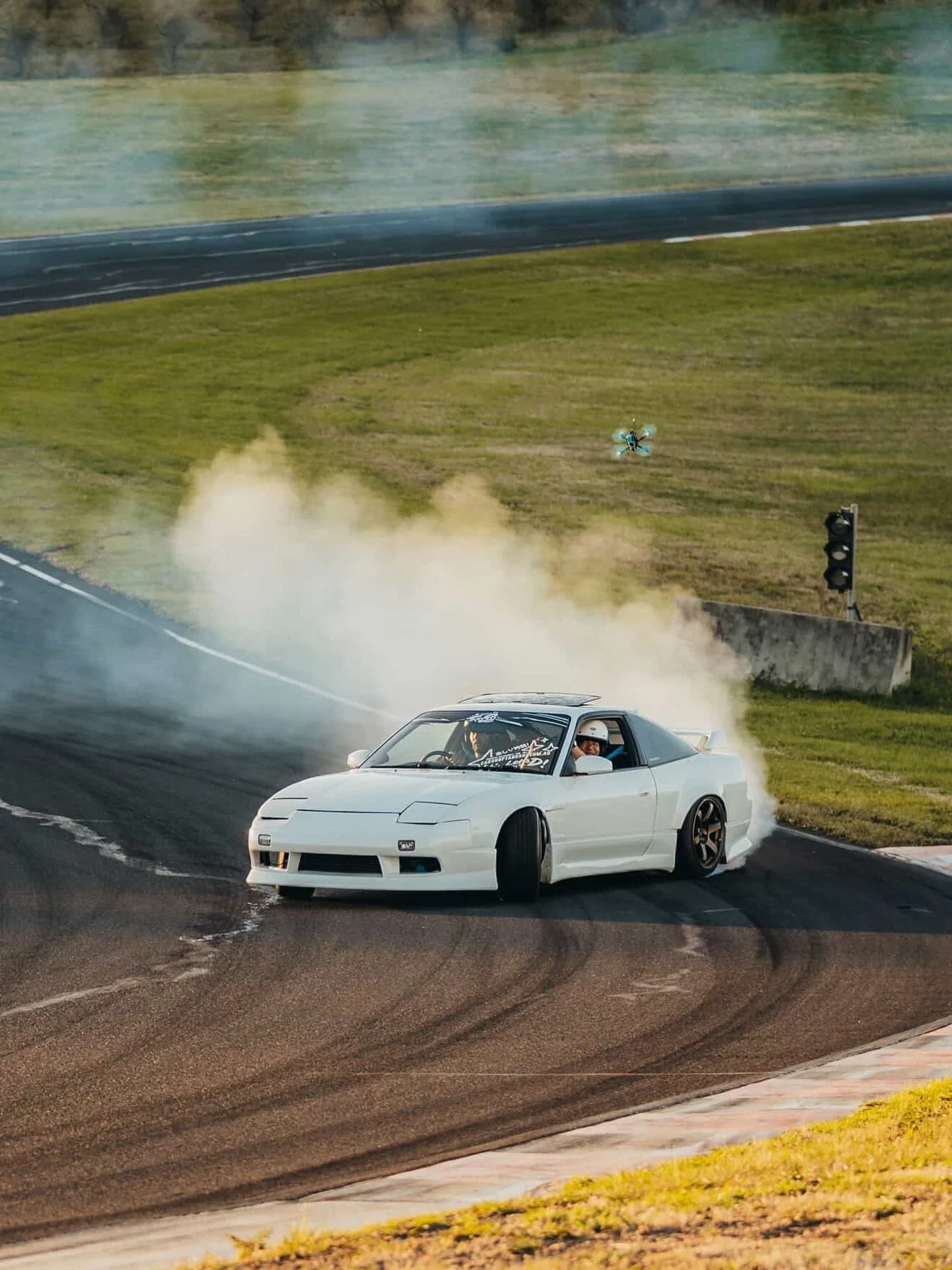 My 180sx. Not me driving. 

Really enjoyed watching @mothman_spice take the 180 for a rip around @luddenhamraceway at sunset. It&rsquo;s always cool to hear and see your car from the outside! 

Car Shop Tanoshi builds cars to share them around, and i
