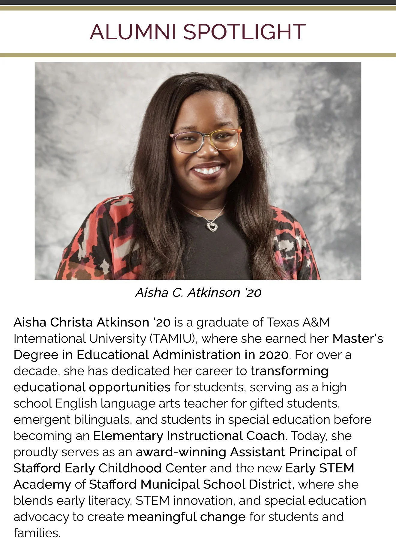 Texas A&amp;M International University Alumni Spotlight