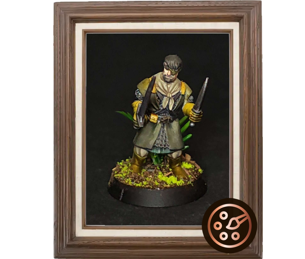 Tabletop miniature a Frostgrave bandit painted for a D&D commission