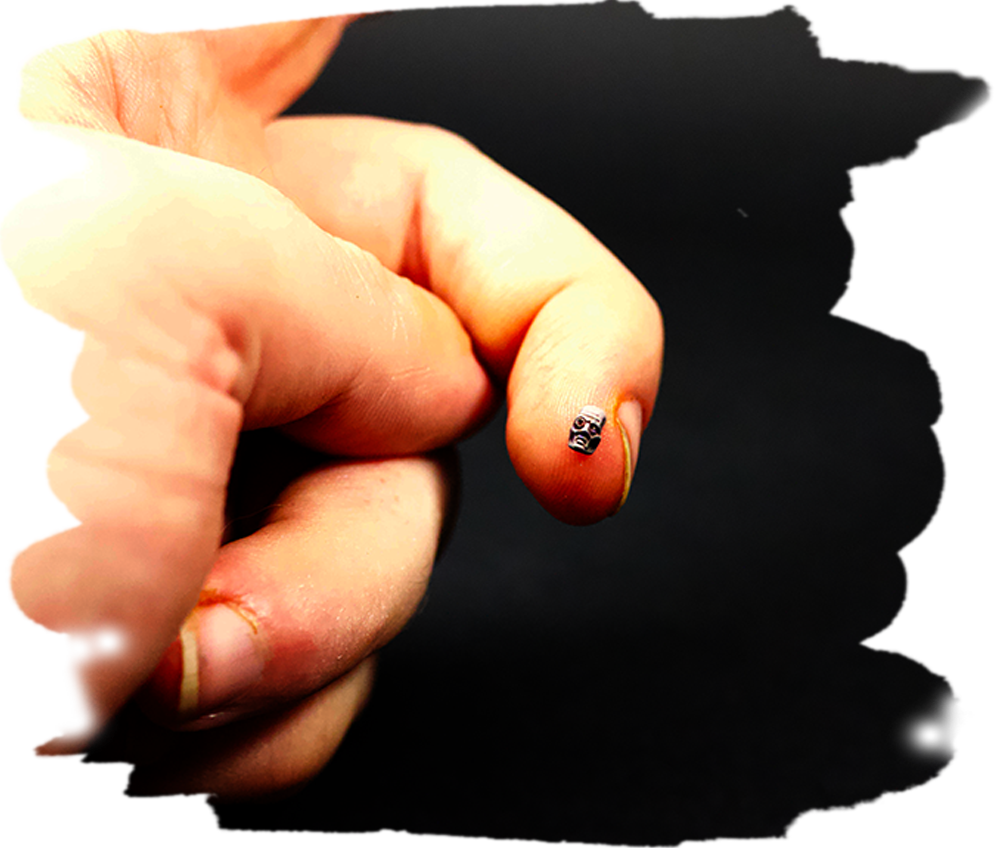 Close-up of a face showing how small these miniatures are