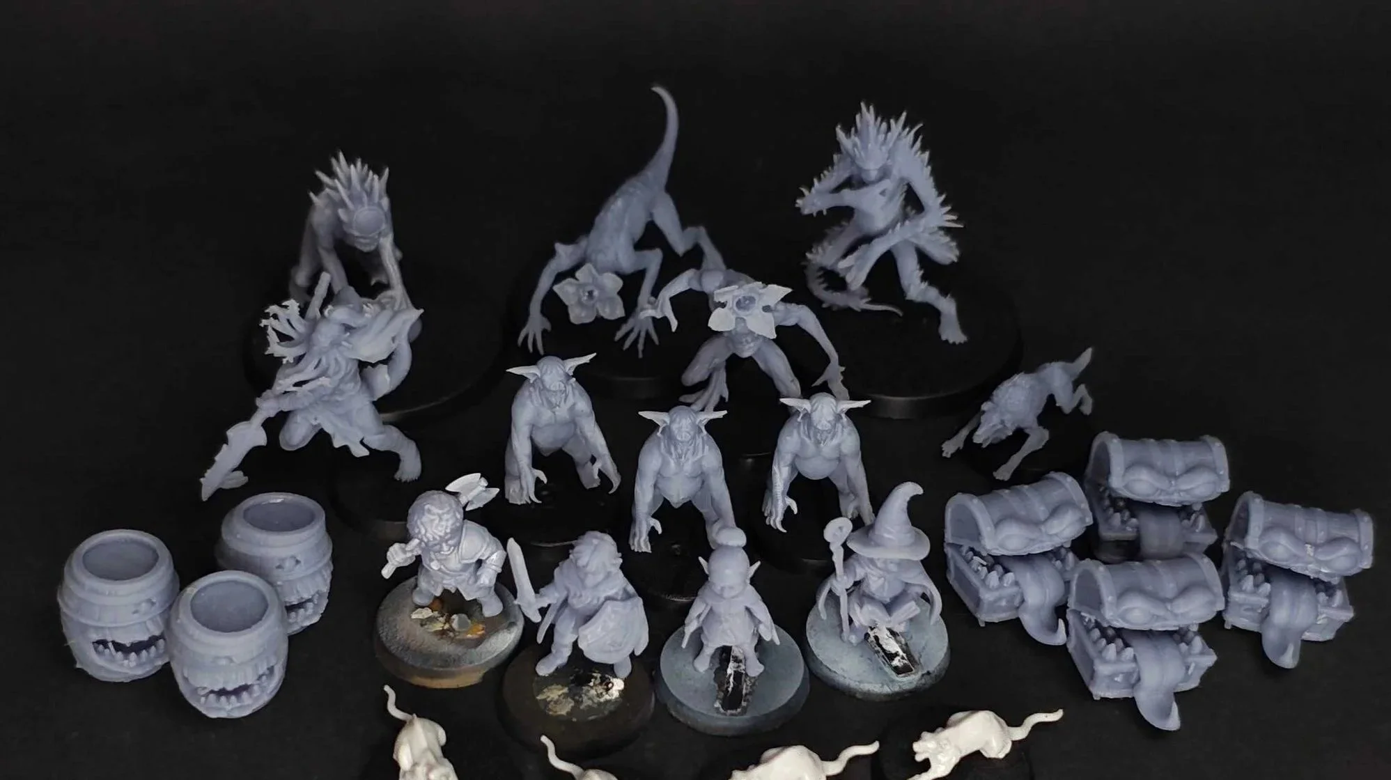 3D printed miniatures, of various types and styles