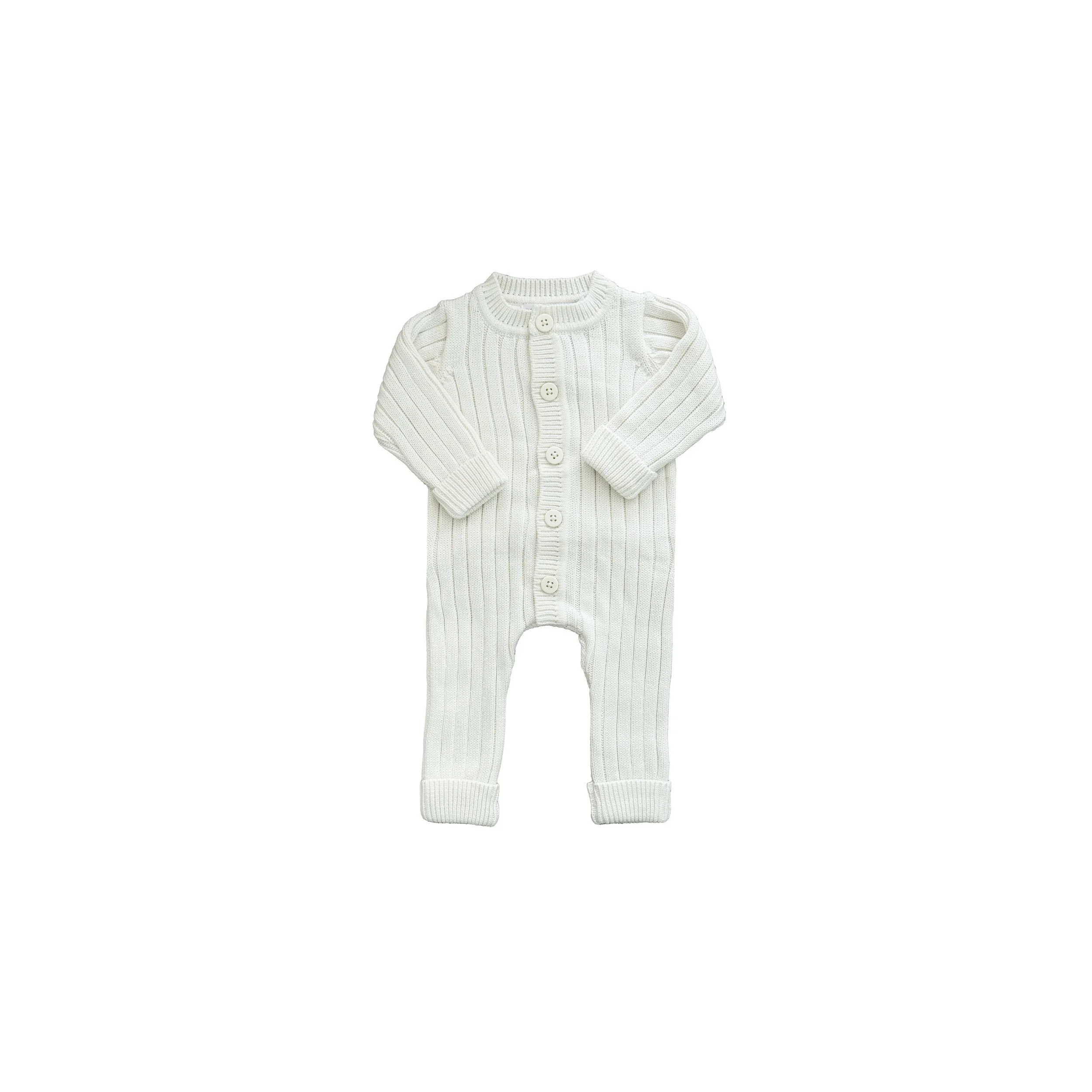 Halo Rib Knit Romper Off White