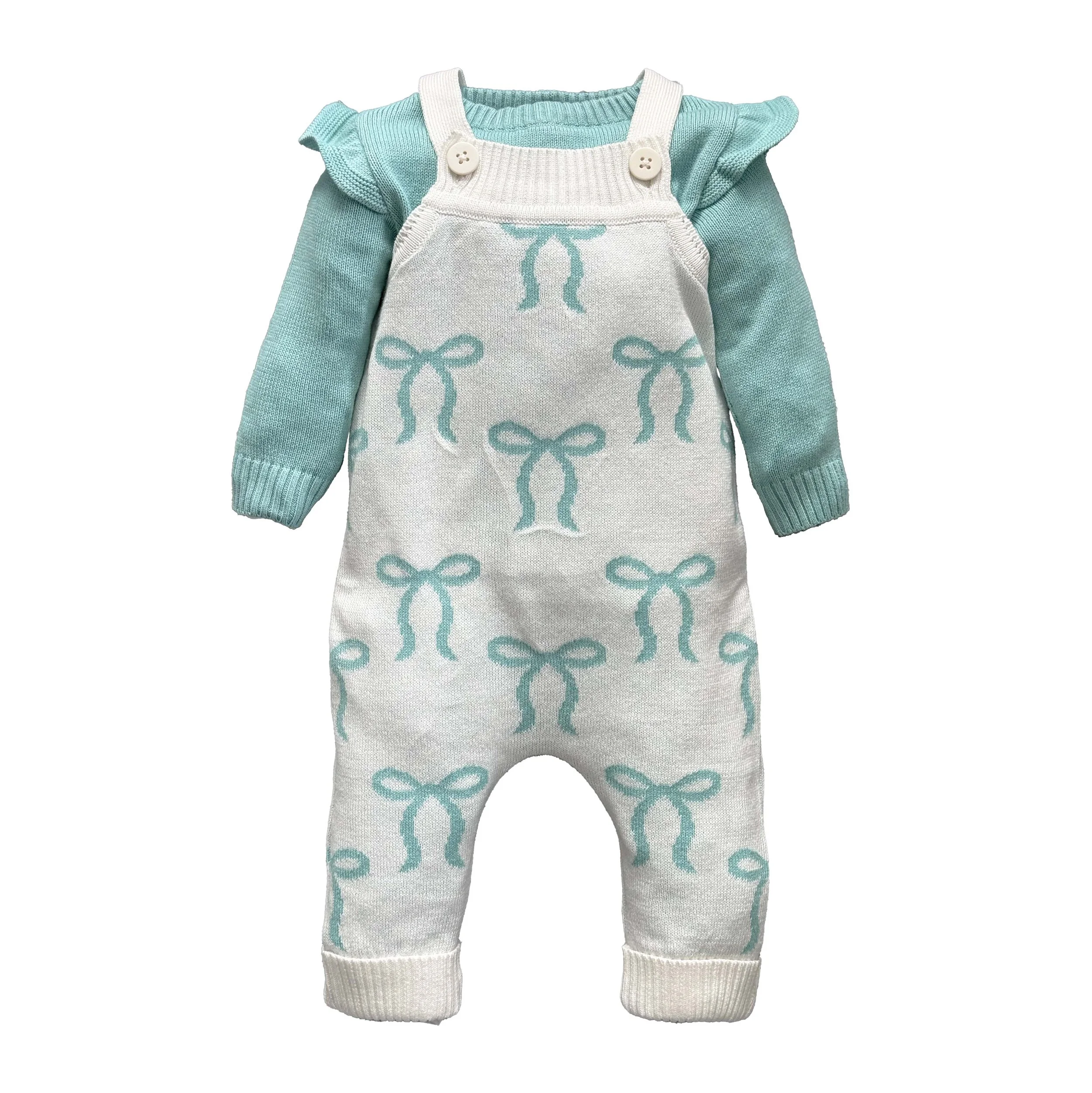 Charlotte Knitted Overall Set Aqua