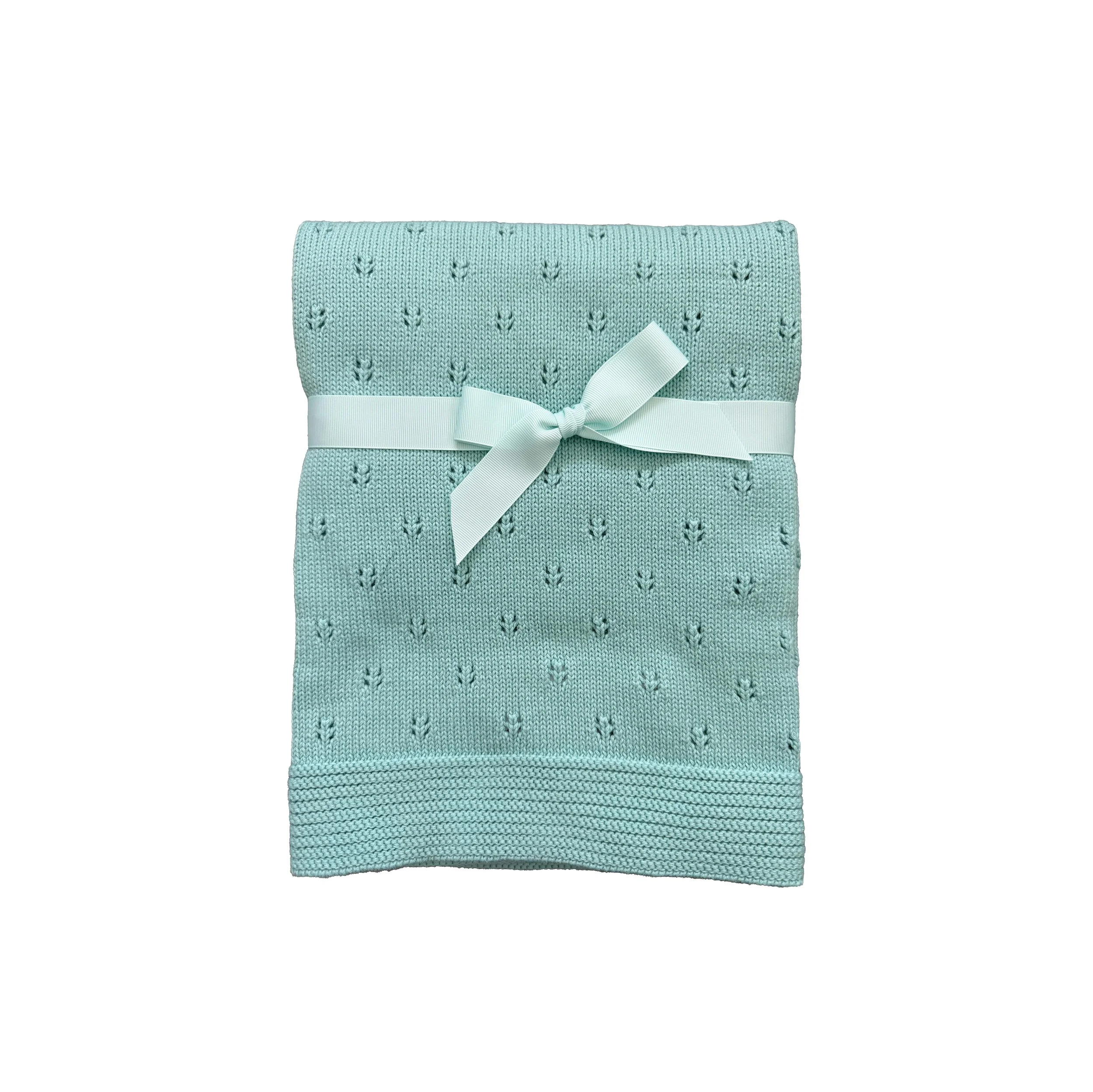 Charlotte Pointelle Blanket Aqua