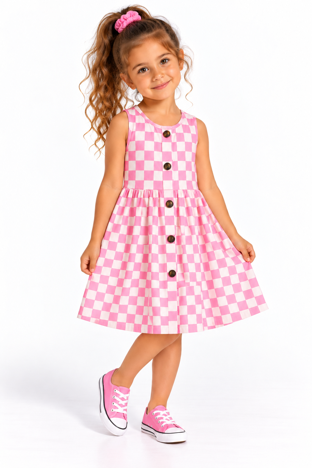 Pink Gingham Girl’s Fashion Portrait.png