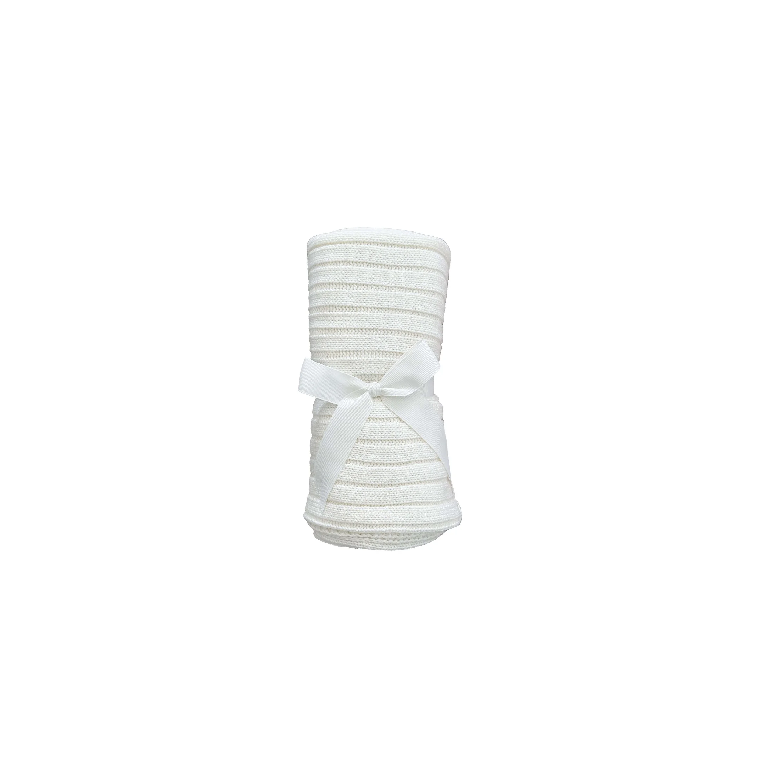 Halo Rib Knit Blanket Off White