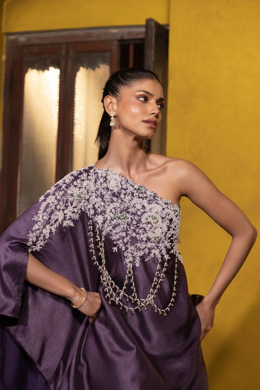 Embroidered One-Shoulder Embroidered Dress
