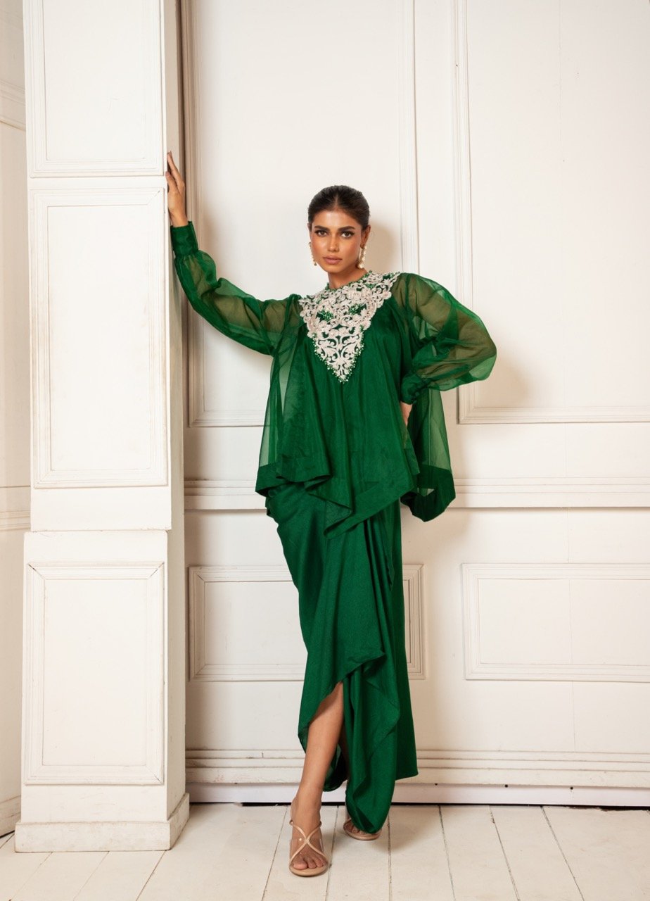 emerald green dress top Emerald Green Long Formal Dress with Corset Bodice Emerald Green / 0 main image 1