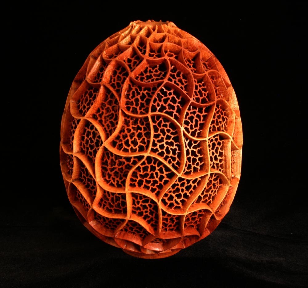 "Wave Patterns," African Sumac wood, 8" tall x 6" dia., #663, Private Collection