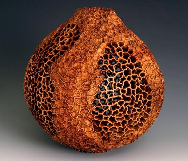 Seascape-Landscape, 2011
Carob wood, 7" tall x 6.5" dia. (#635)