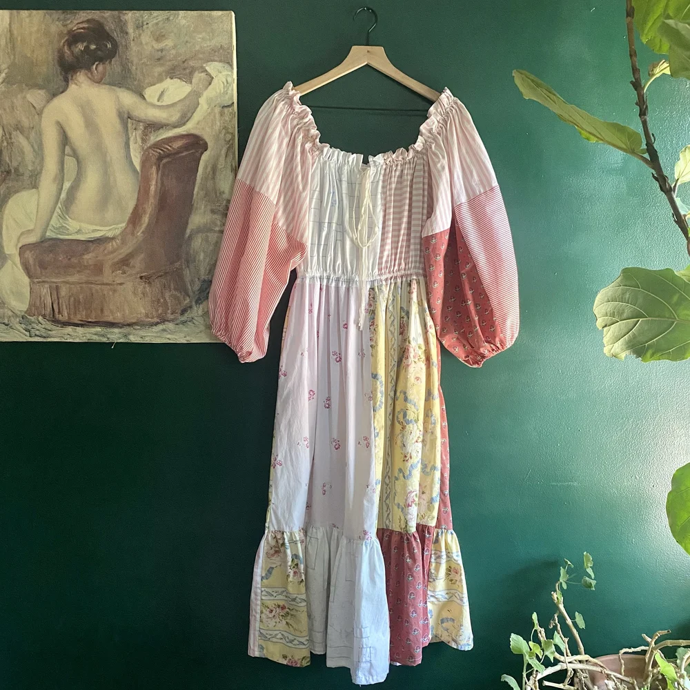 Patchwork Ruffle Peasant Dress Incarnata Patchwork Ruffle Peasant Dress Incarnata