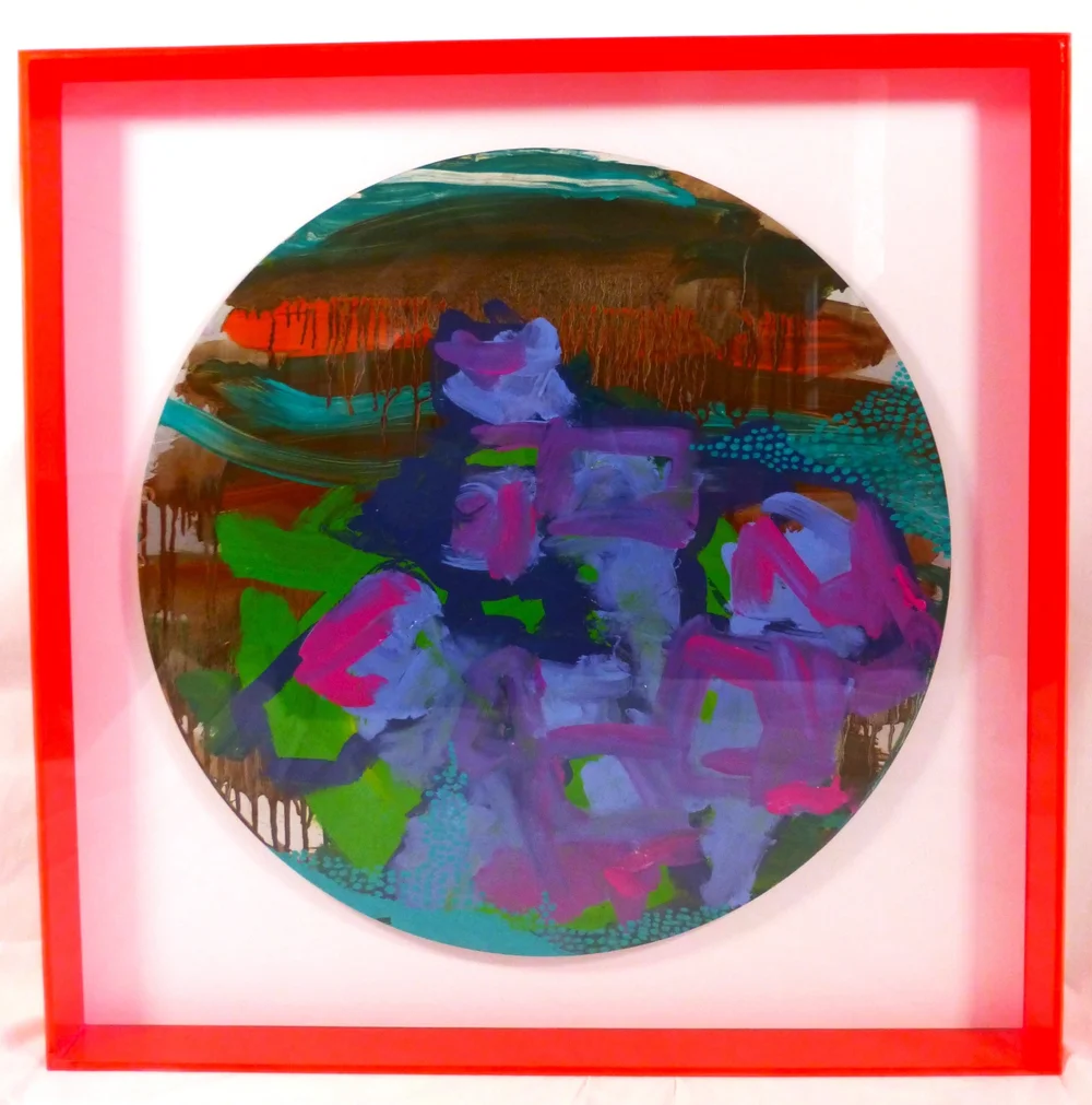 Semtex and Powdered Milk (series) Oil on Aluminium 50cm x 50cm Framed in a Neon Red Acrylic Tray Frame