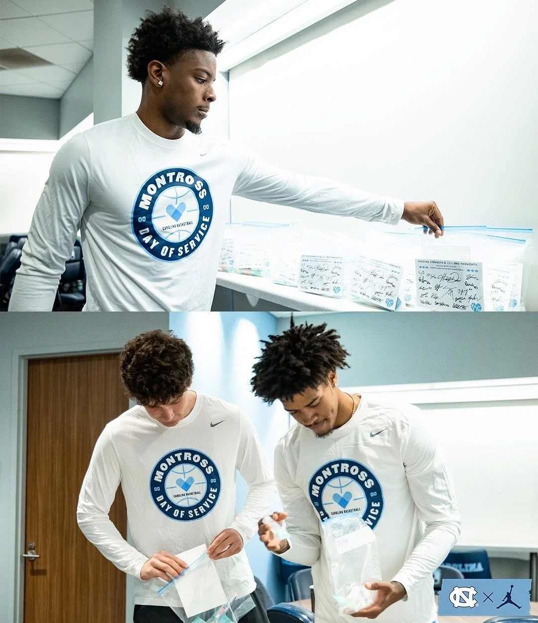 We’re still feeling the joy from the Montross Day of Service. π©΅π
A huge thank you to the UNC Men’s Basketball team for supporting Me Fine. The team put together toiletry kits with care, each one including a signed card from every playe